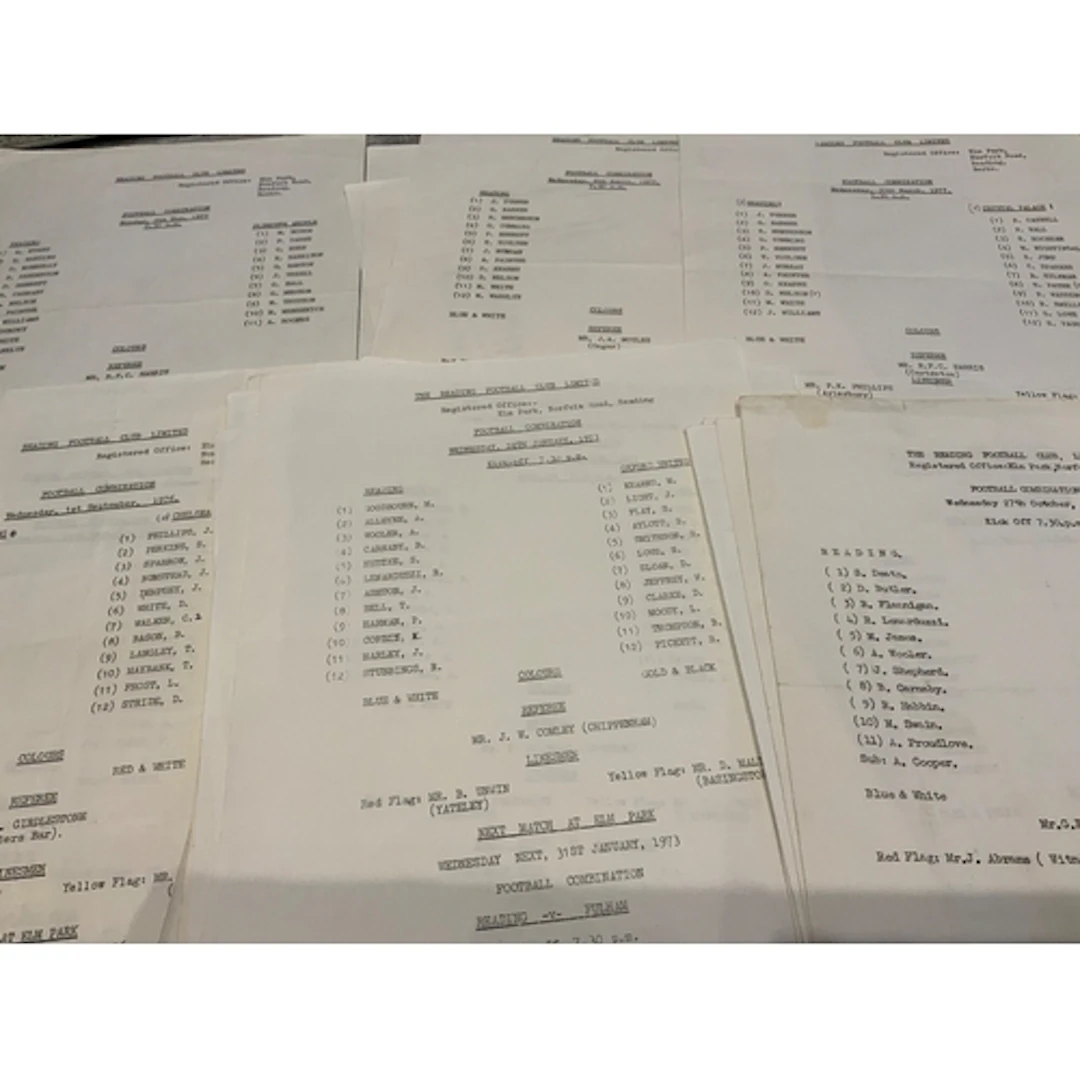 1970s Reading Reserves Single Sheet Football Programmes: Fro...