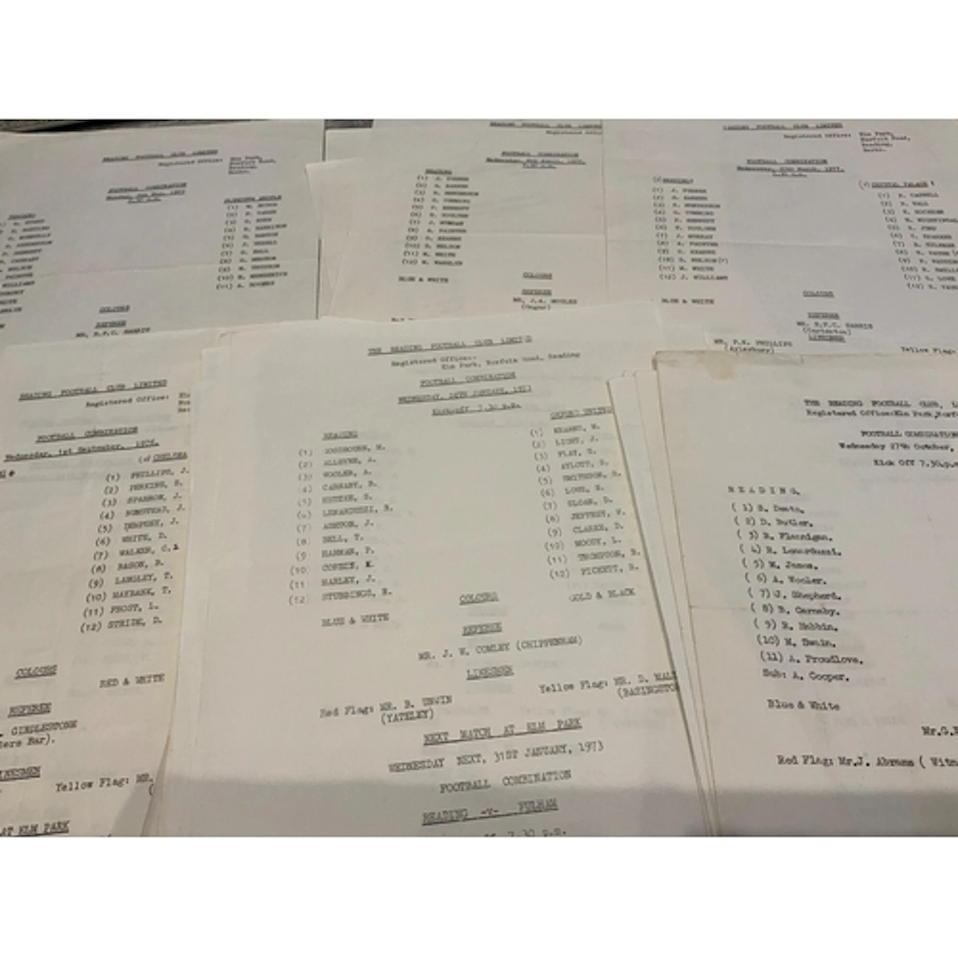 1970s Reading Reserves Single Sheet Football Programmes: Fro...