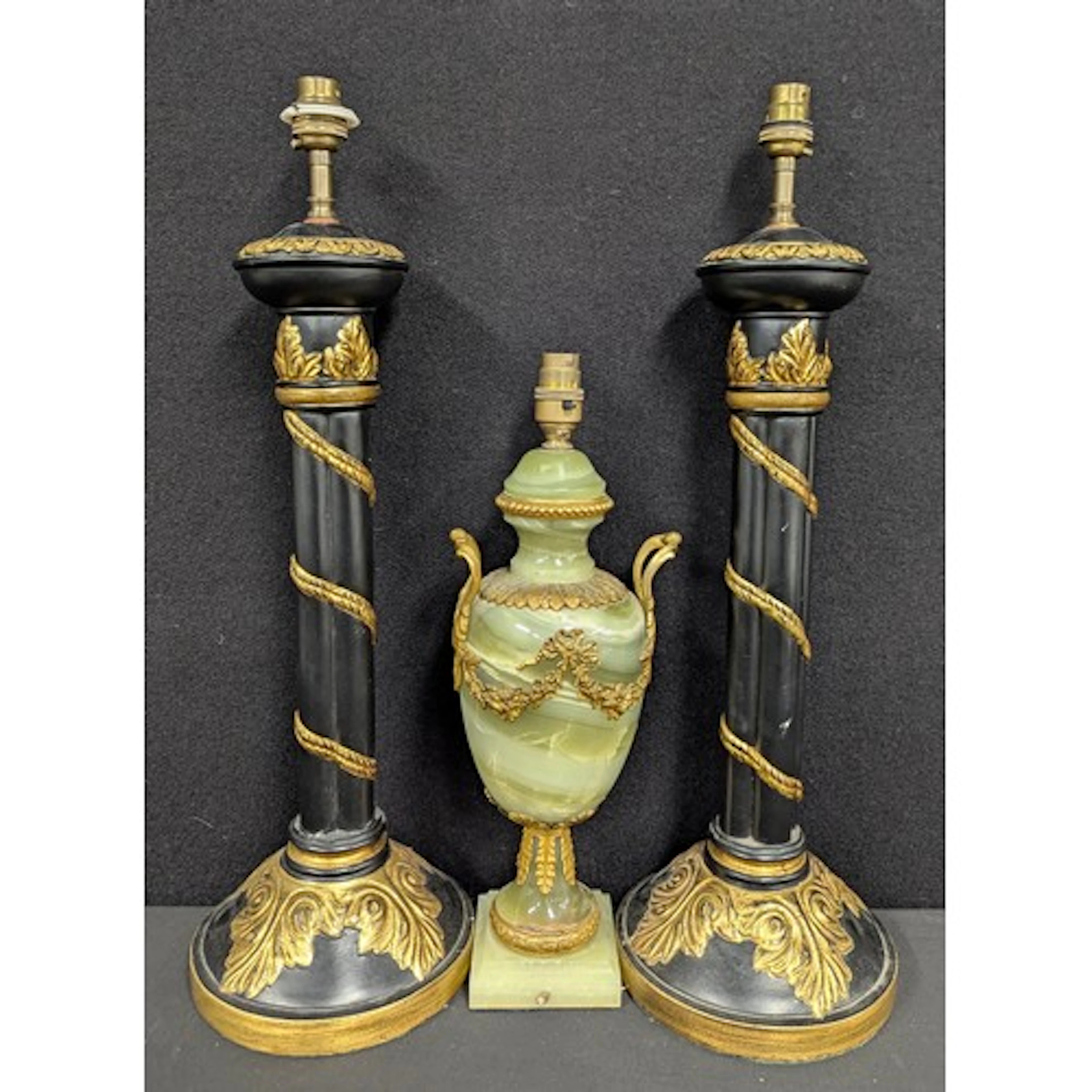 A Neo-Classical style onyx urnular table lamp, mounted in th...