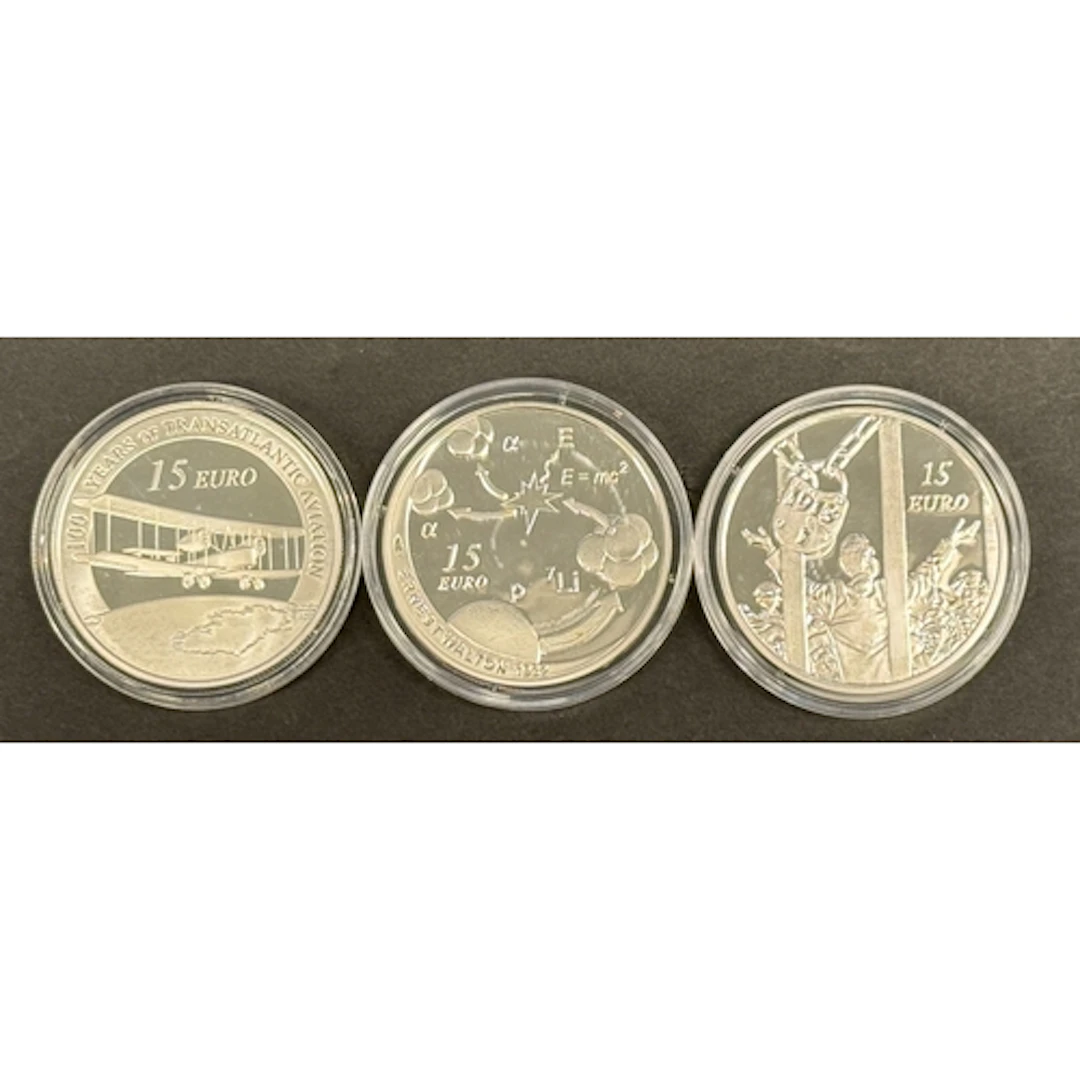 A group of three Irish €15 silver proof coins, comprising 20...
