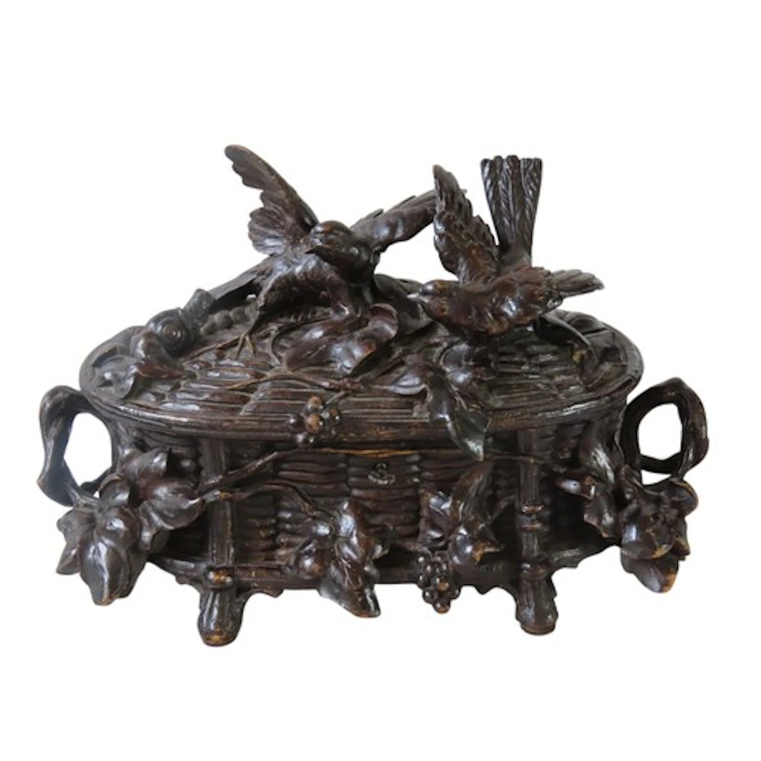 A SUPERB BLACK FOREST-STYLE CARVED CASKET LATE 19TH CENTURY ...