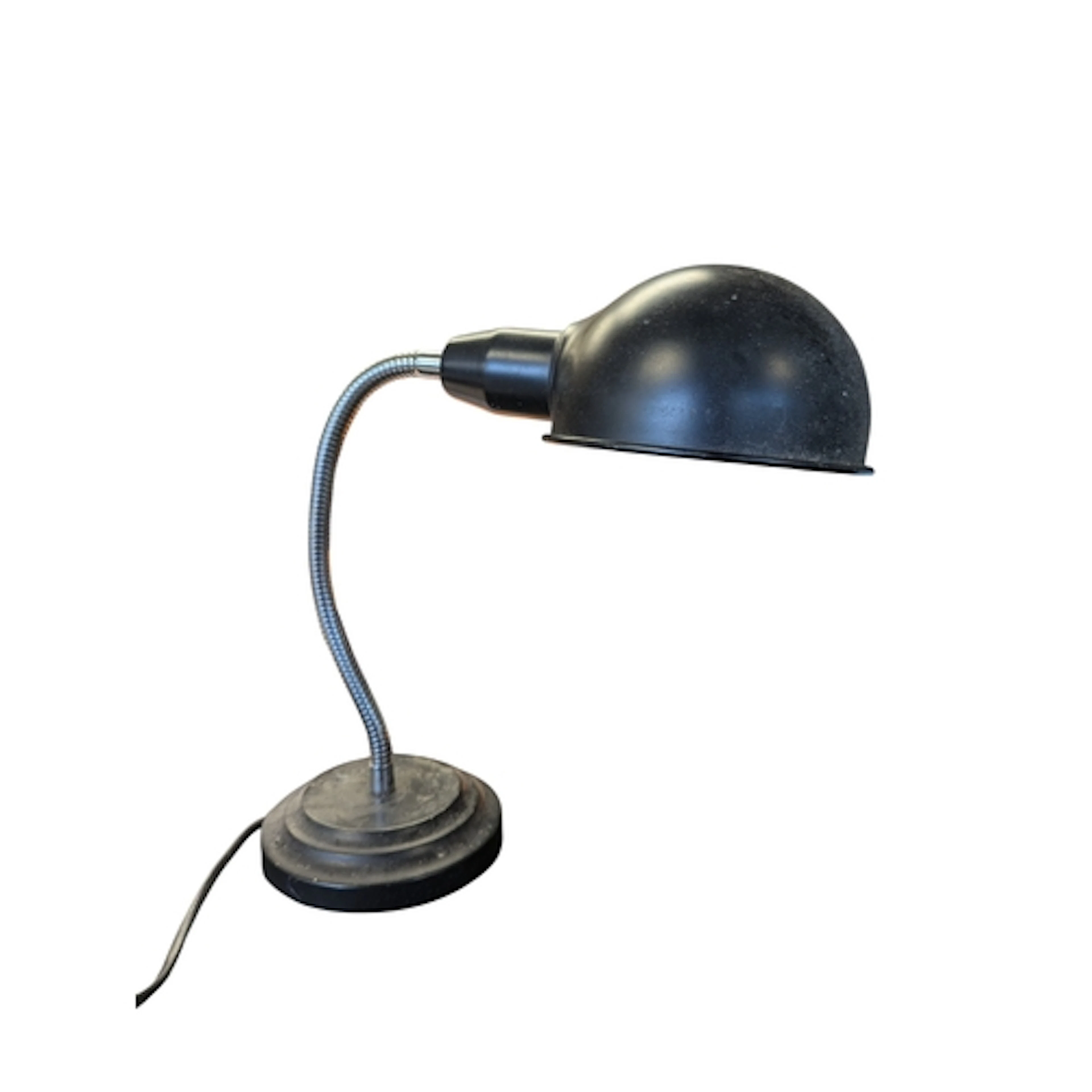 A mid 20th century goose neck table lamp. The lamp having bl...