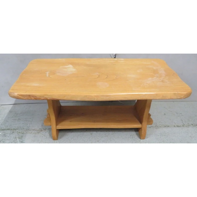Rustic Oak Side/Coffee Table, 2 tier, trestle ends approx. 4...