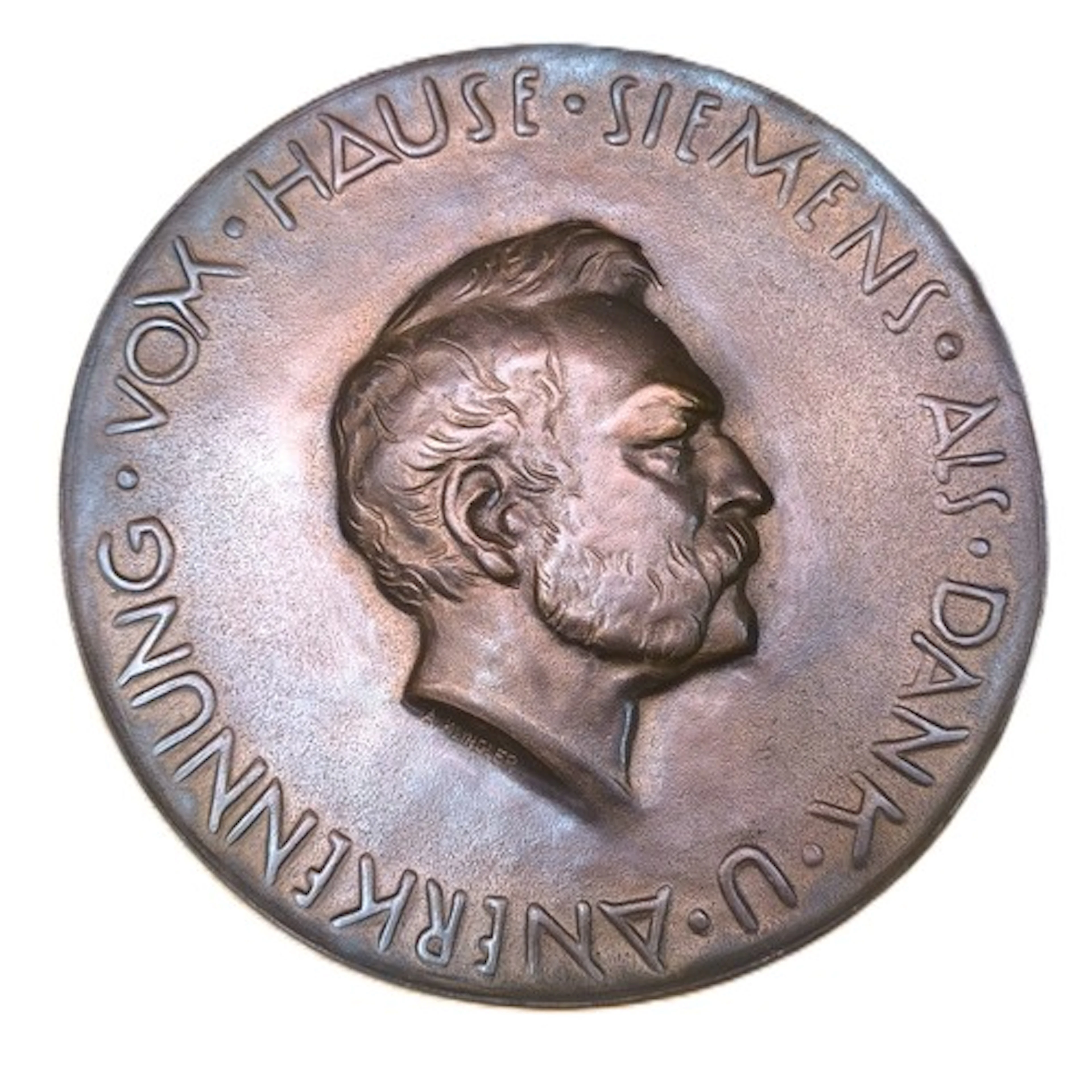 Bronze boxed medal from Siemens in recognition and thanks, s...