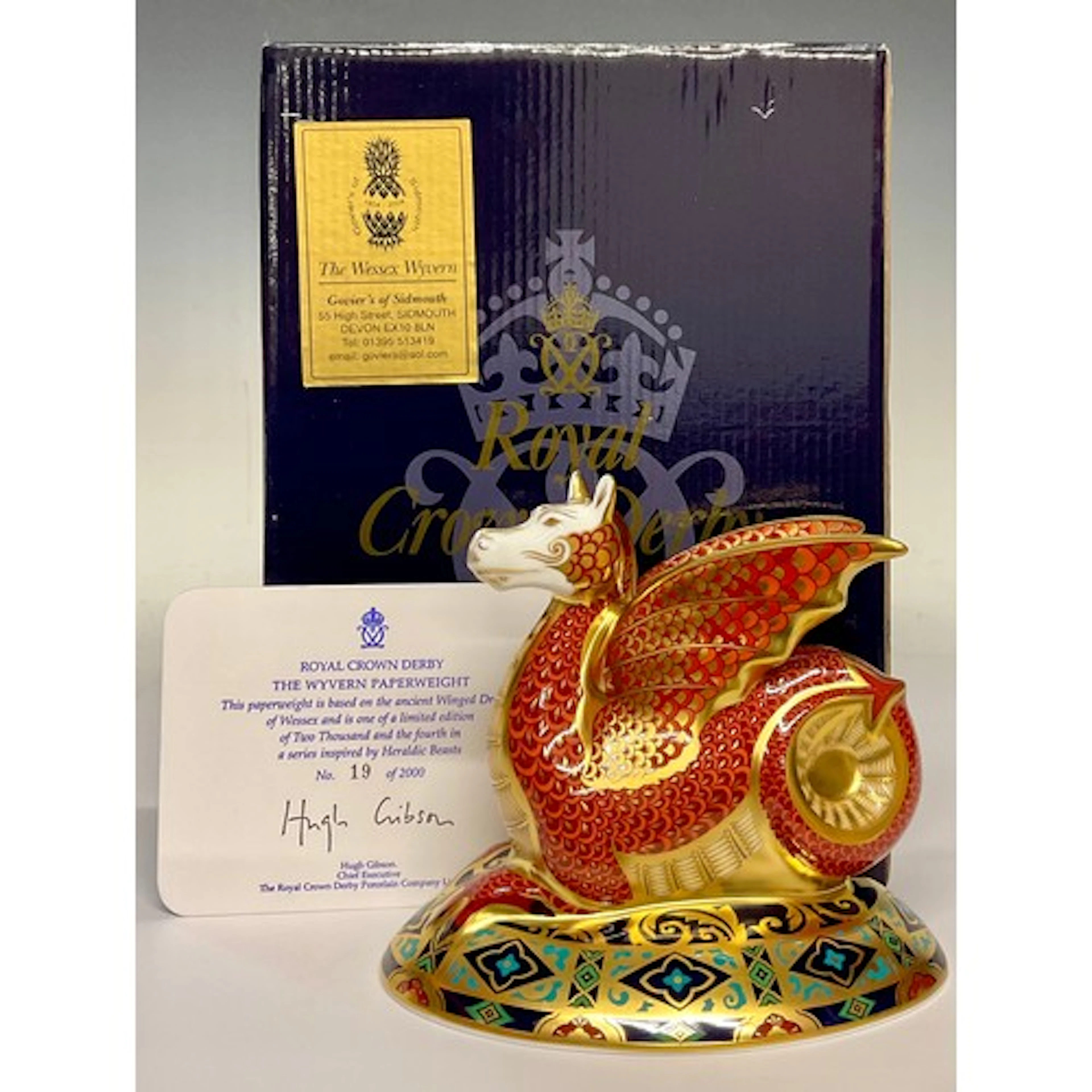 A Royal Crown Derby paperweight, The Wessex Wyvern, based on...