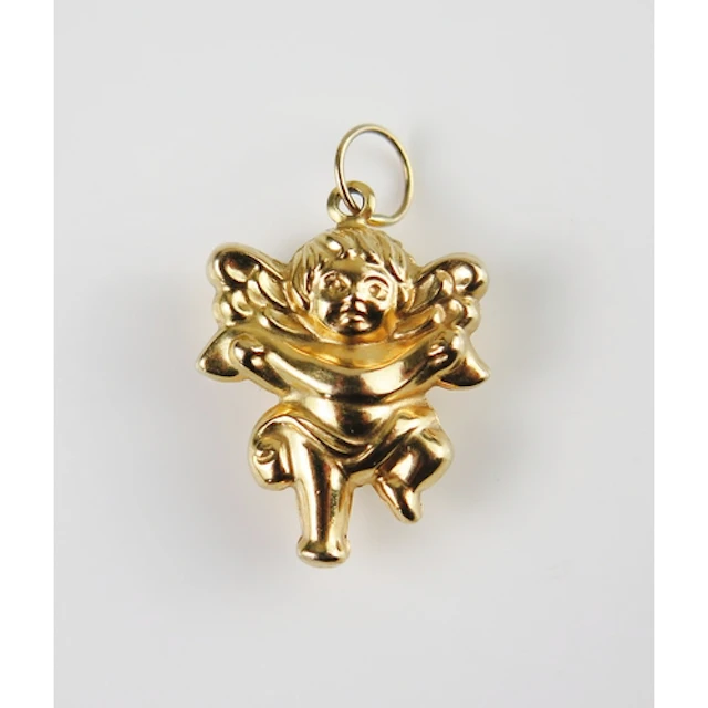 A precious yellow metal cherub pendant, 28mm drop, AuRACLE t...