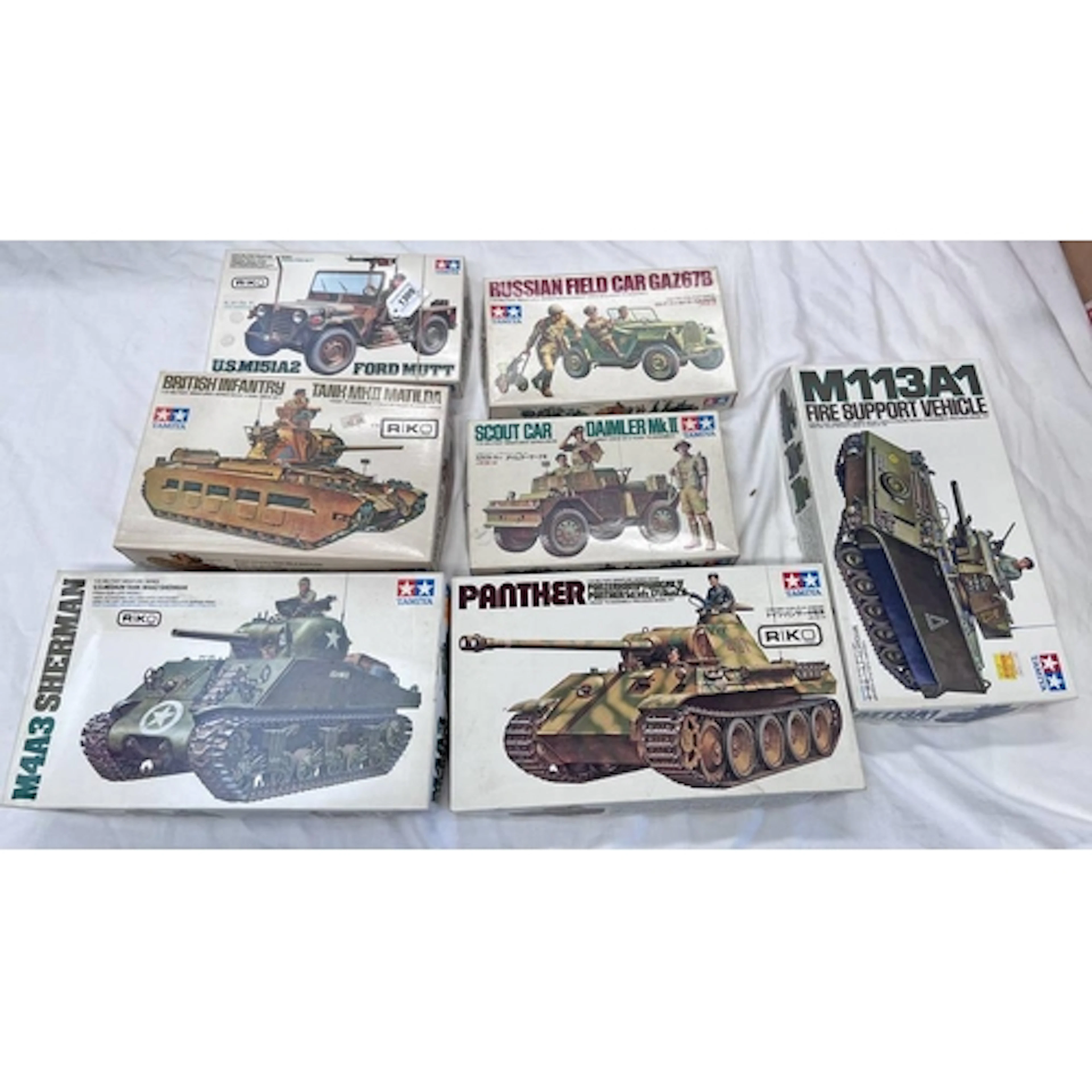 SEVEN TAMIYA 1:35 SCALE UNMADE PLASTIC MODEL KITS INCLUDING ...