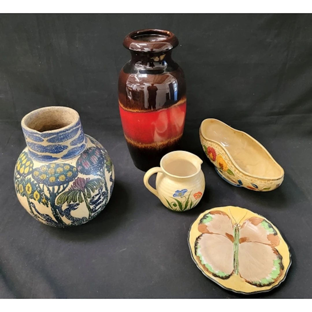 SELECTION OF DECORATIVE CERAMICS including West German Fat L...