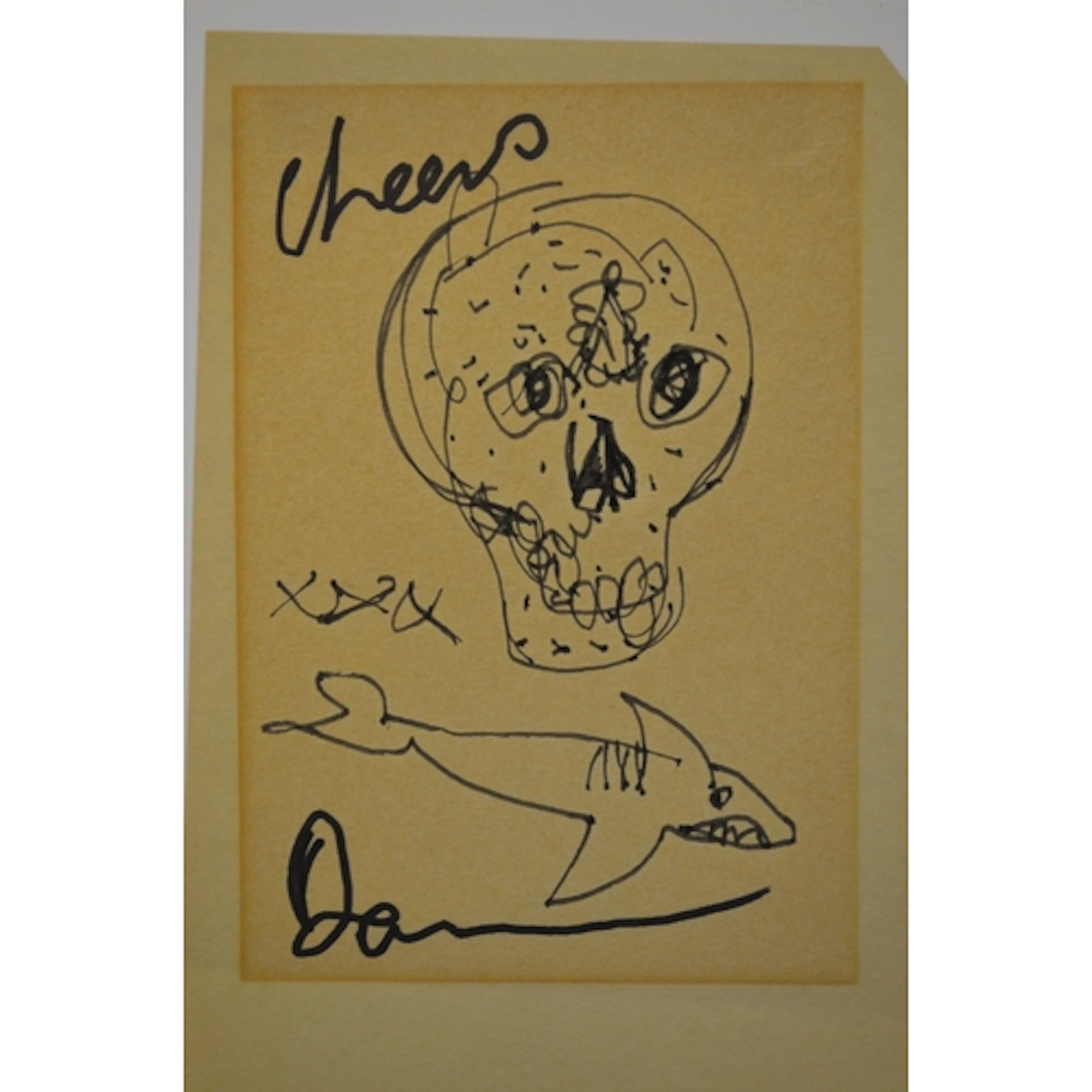 Damien Hirst, felt tip on paper, skull and shark, inscribed ...