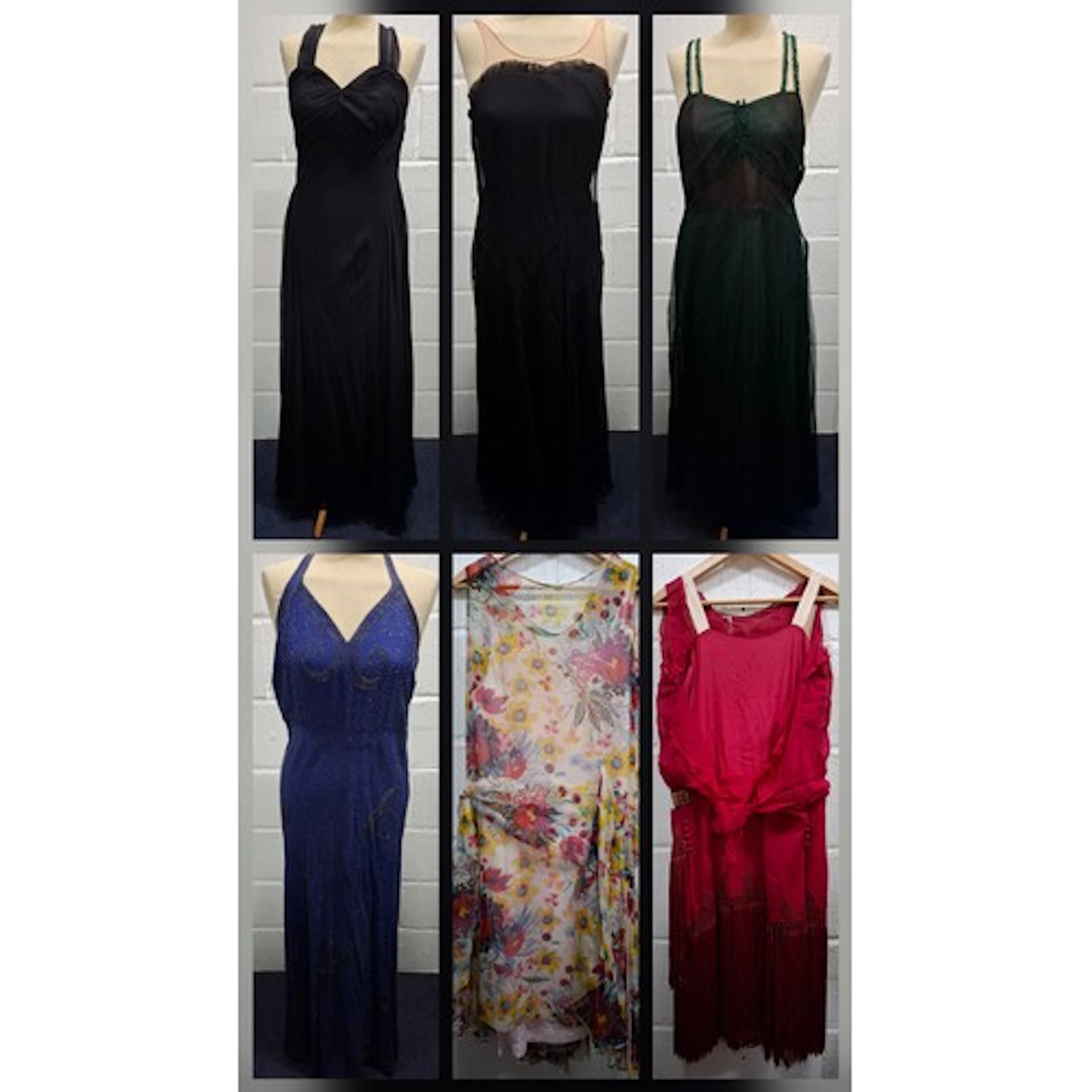 A collection of 1920's and later ladies dresses to include a...