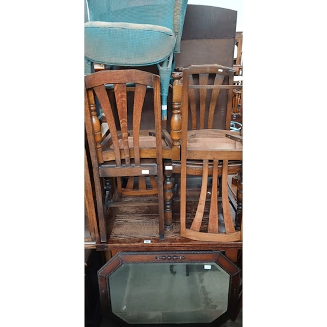 Assorted furniture comprising drawer leaf table, oak framed ...