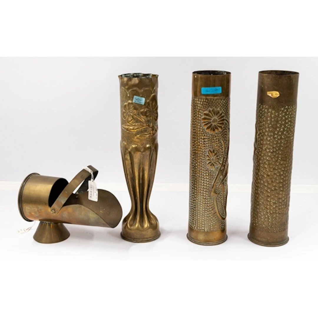 Militaria: Militaria: WWI Trench Art brass decorated shell ...