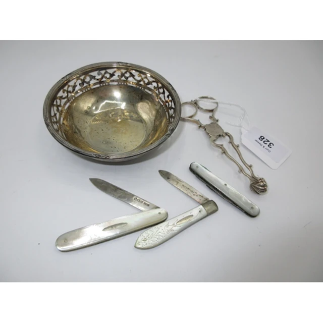 Small Silver Dish, 40g, Sugar Nips, 2 Silver and Mother of P...