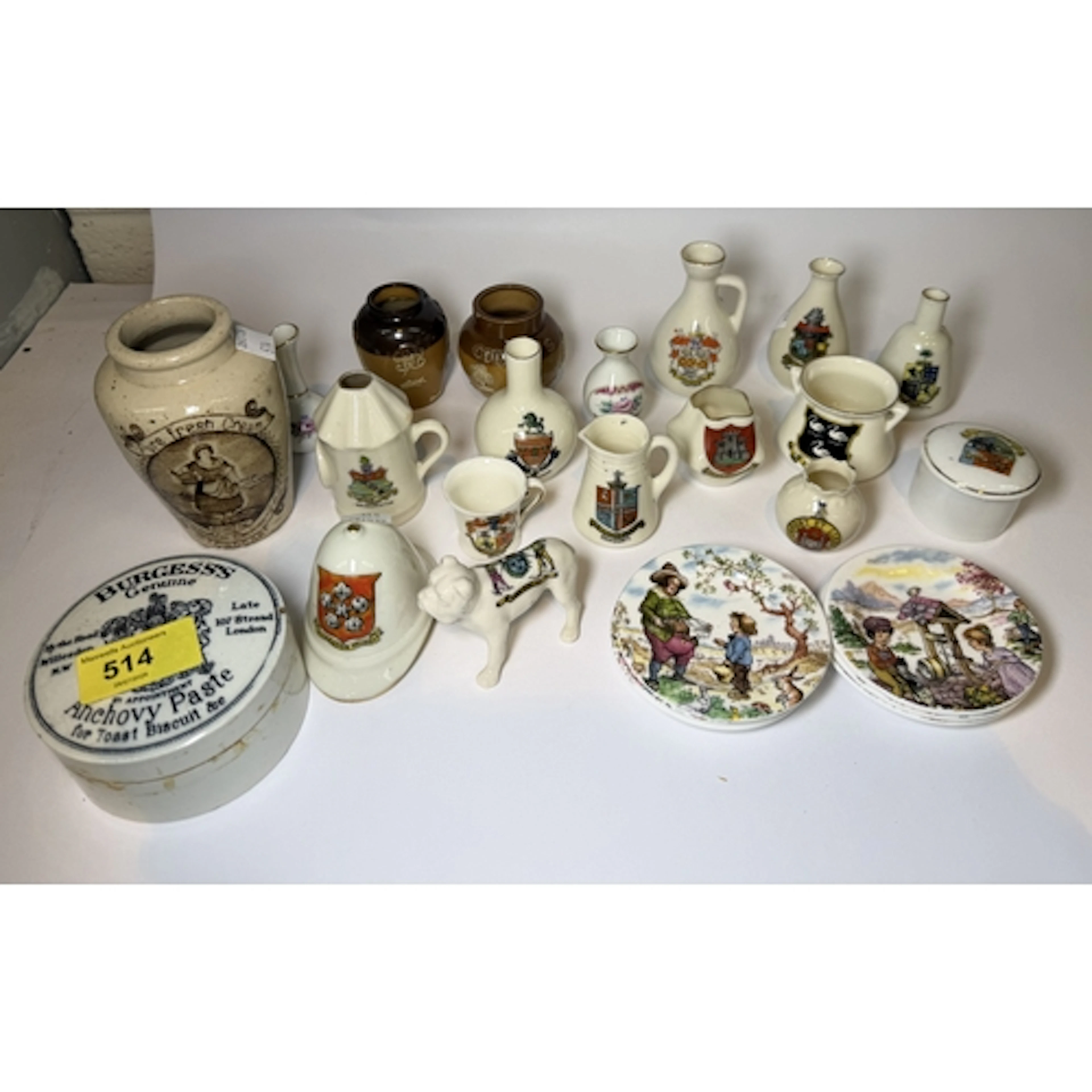 A 19th century stoneware Colman's mustard pot and crested an...