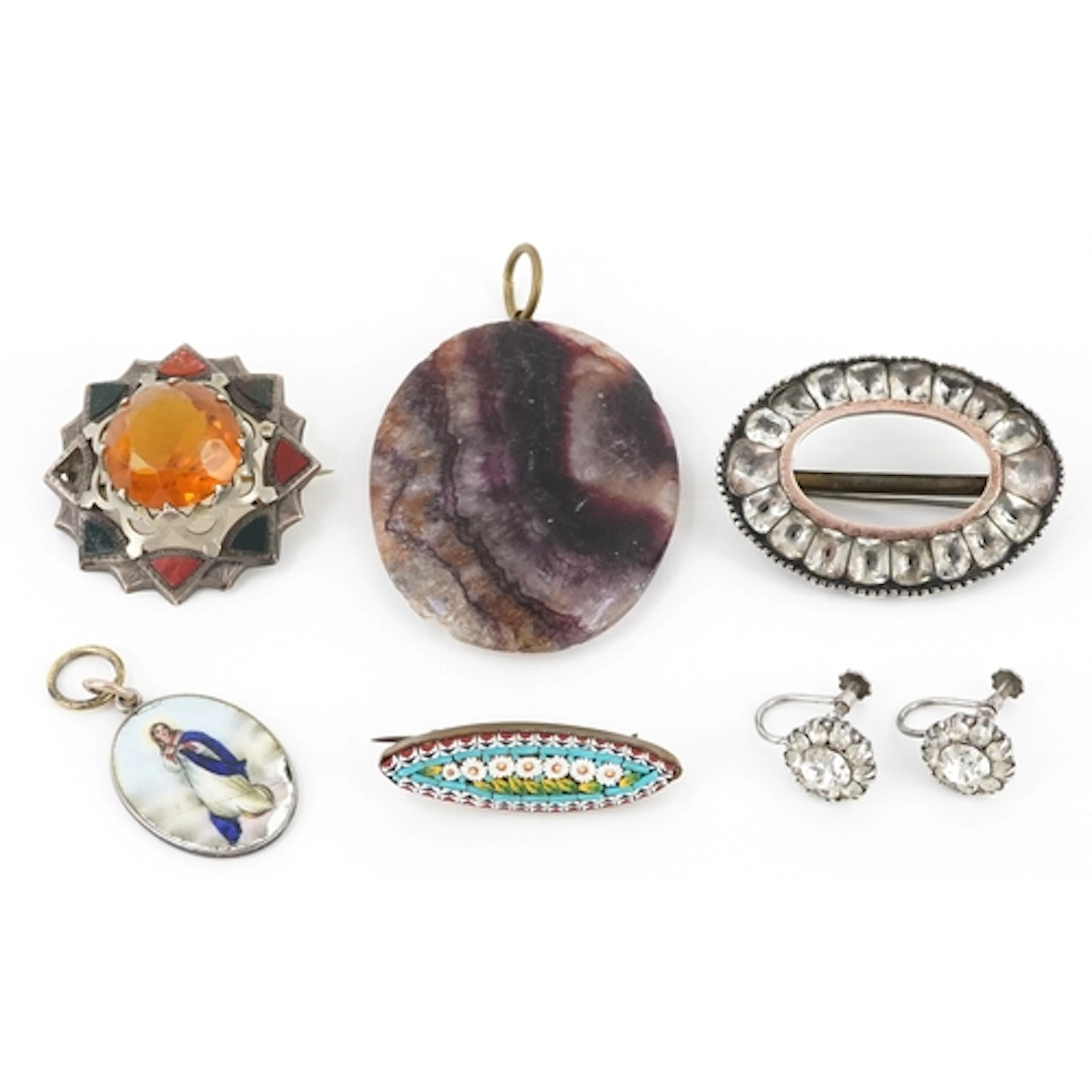 Antique and later jewellery including a white metal and blac...