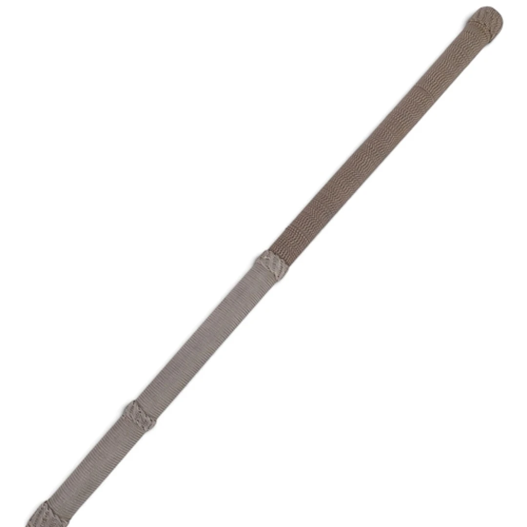 An antique cane bound with white metal marine rope pattern w...
