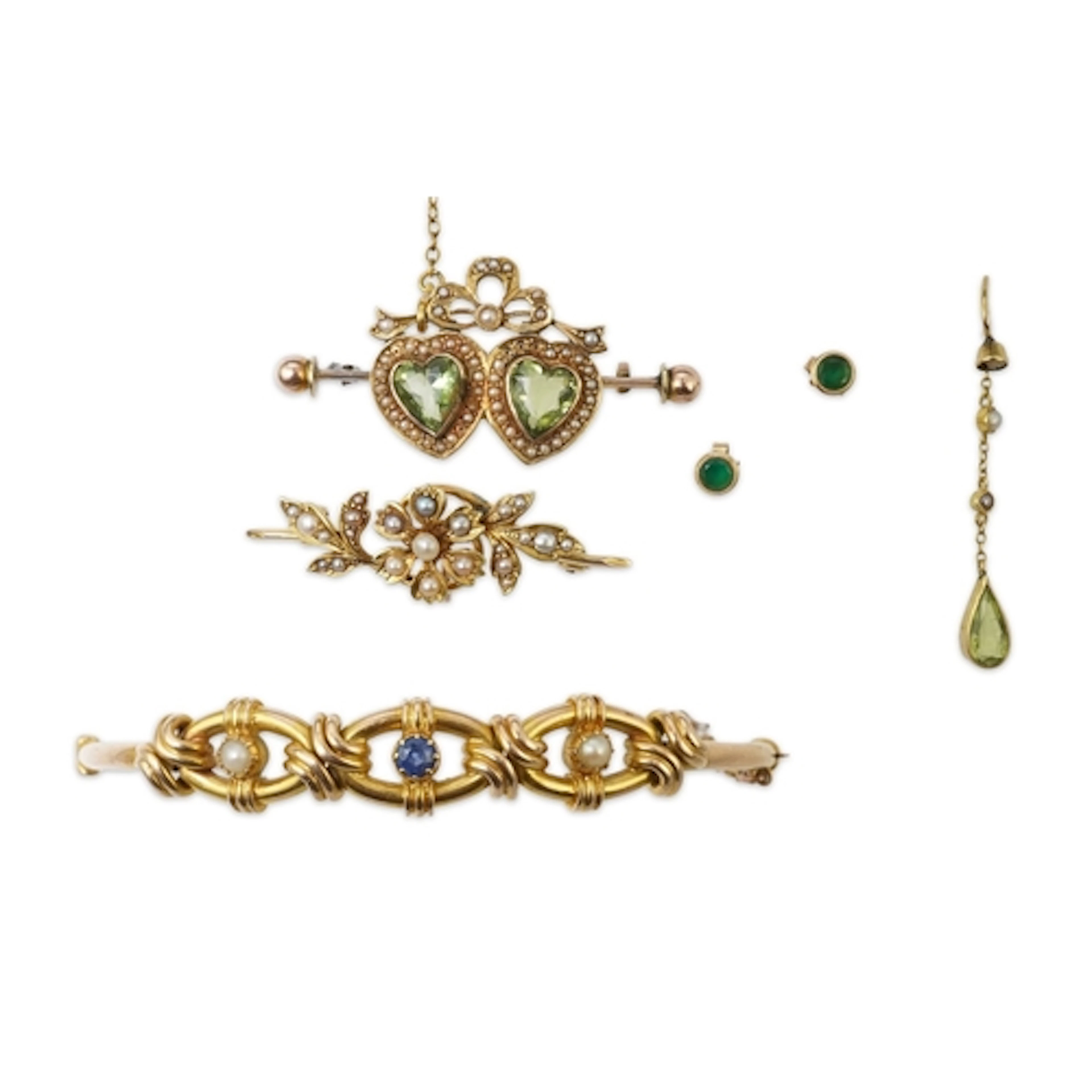 A collection of Edwardian jewels, early 20th century, compri...