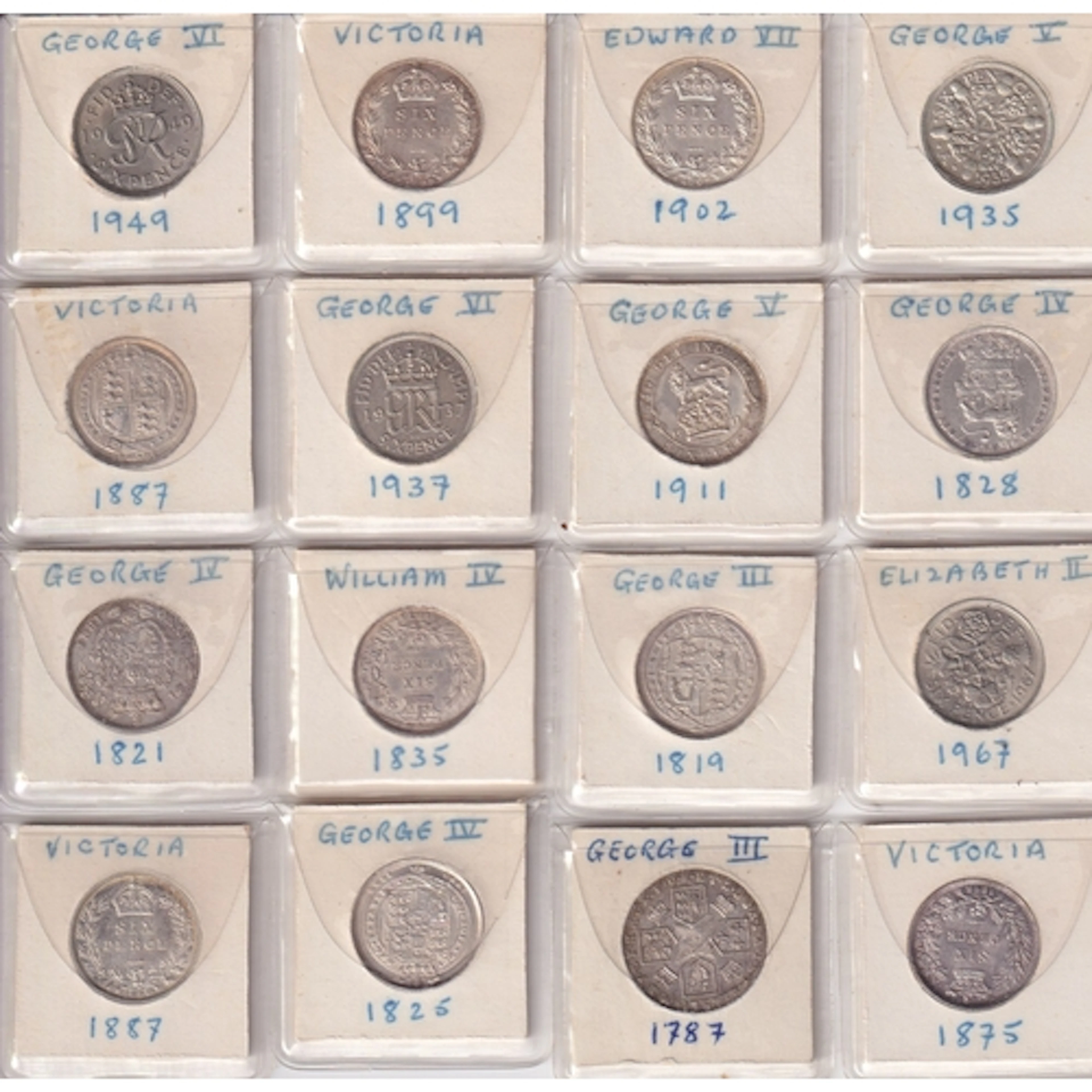 A collection of x16 Great Britain Sixpences, mainly selected...