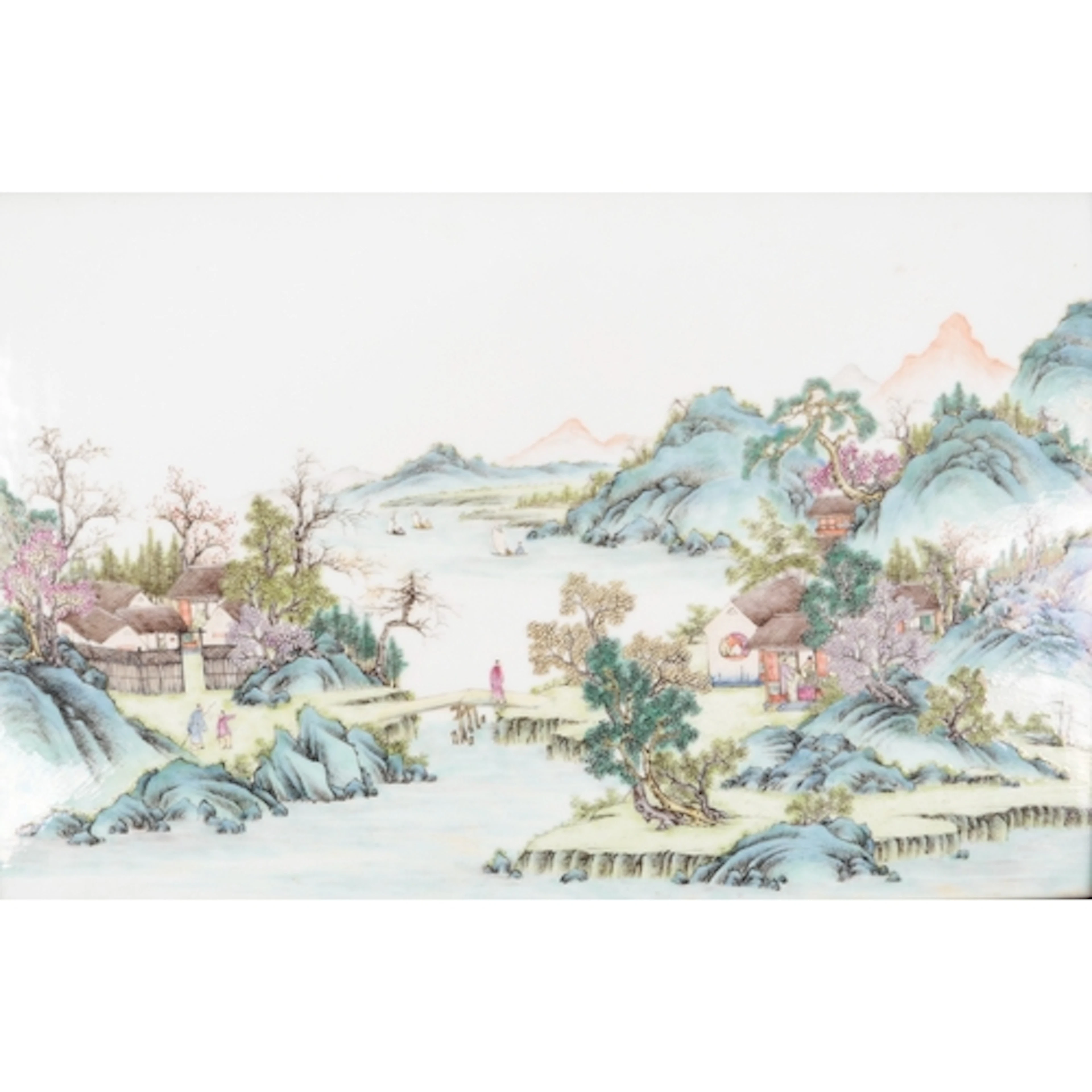 A Chinese famille rose 'landscape' plaque, Republic period, ...