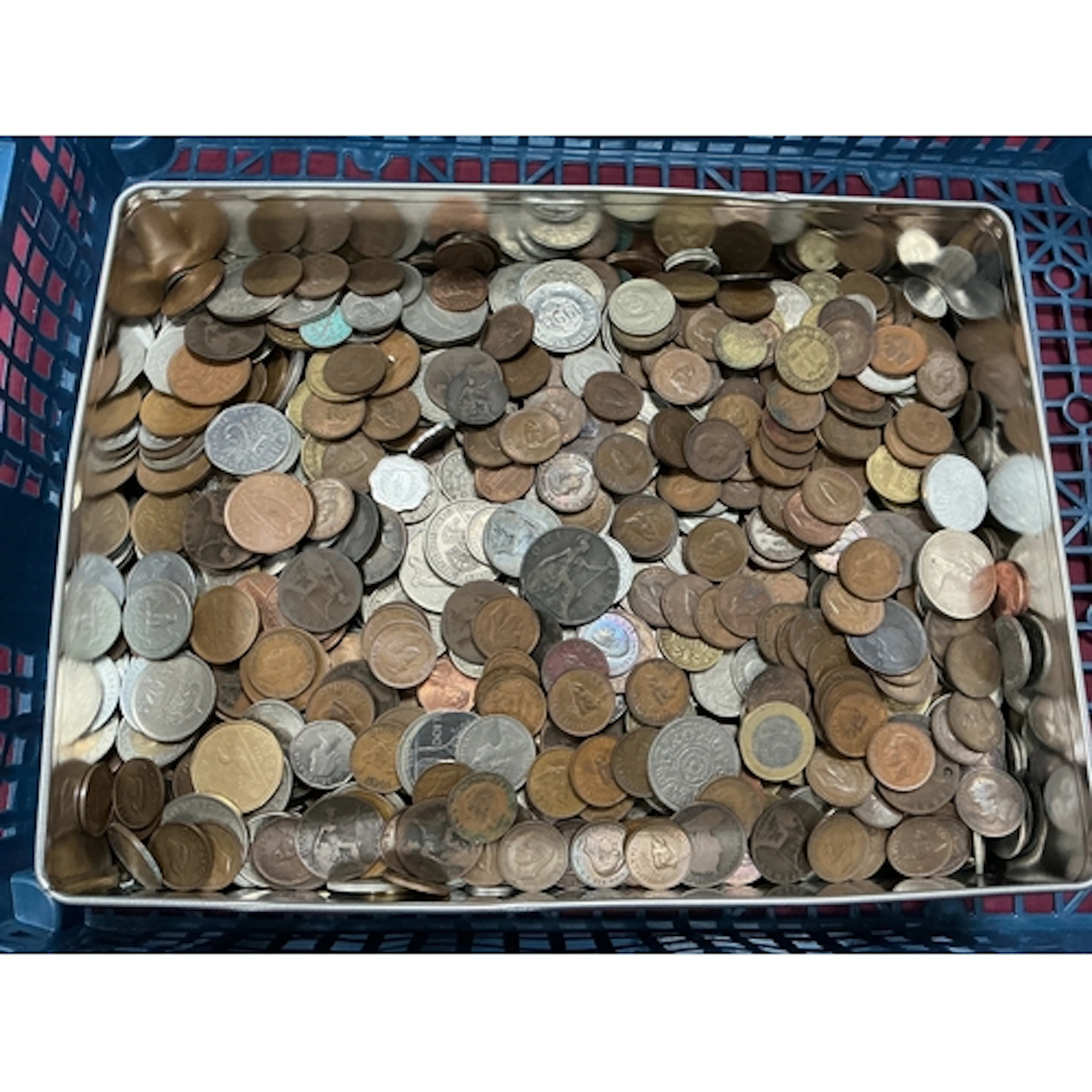Large Collection Of GB And World Coins, includes farthings, ...