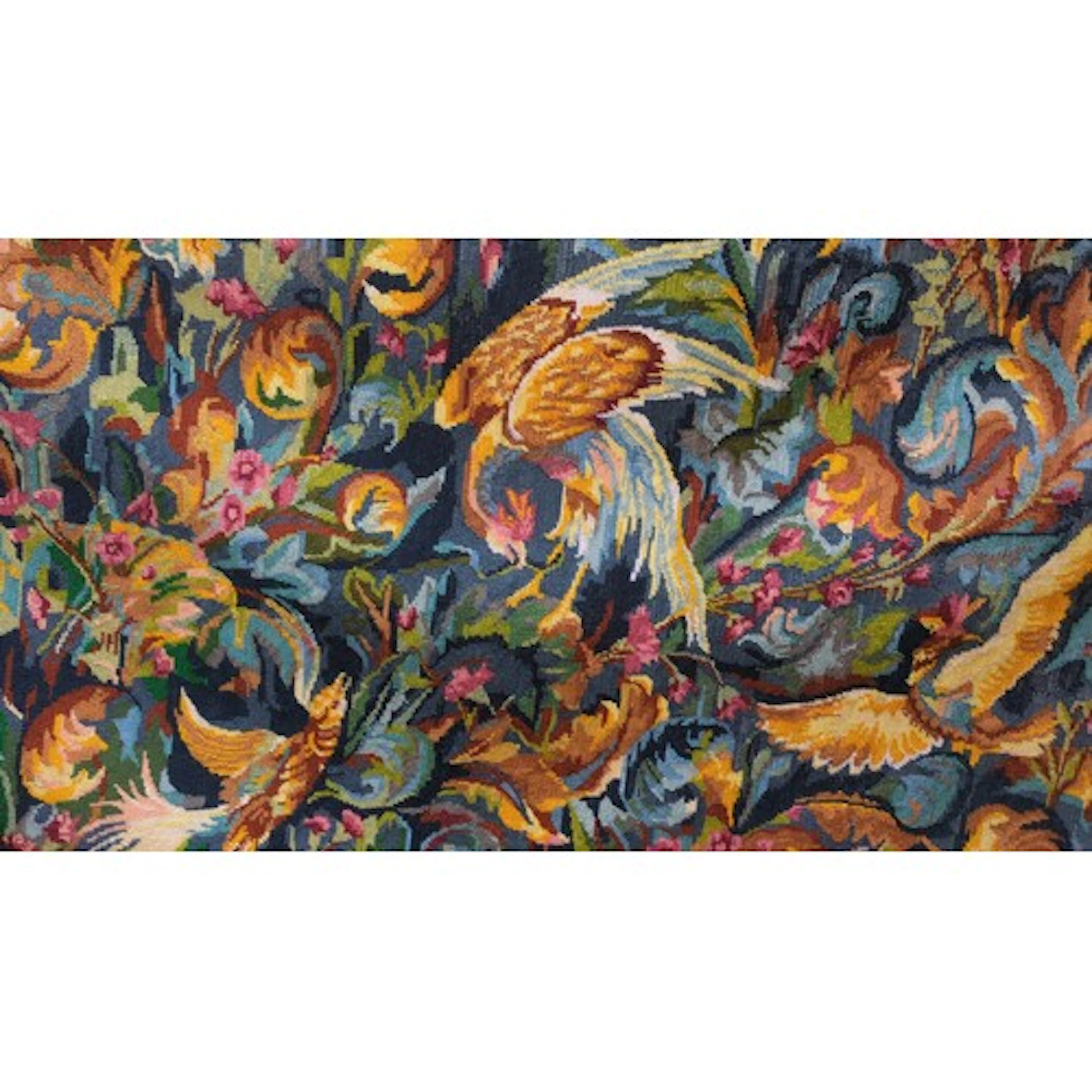 French needlepoint tapestry panel, the design titled ‘Renais...