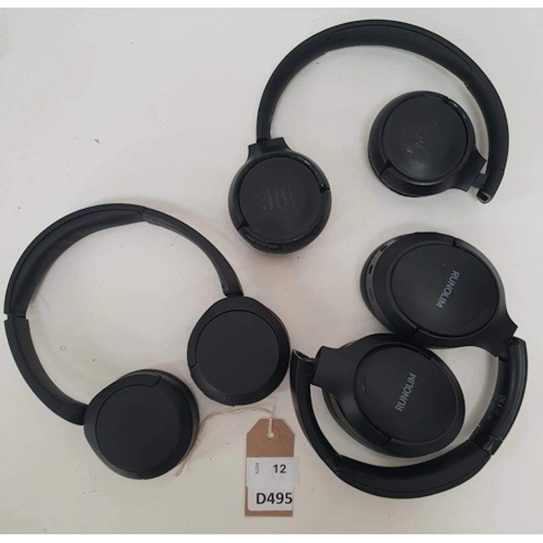 ONE BAG OF HEADPHONES including JBL, Sony, and Runolim