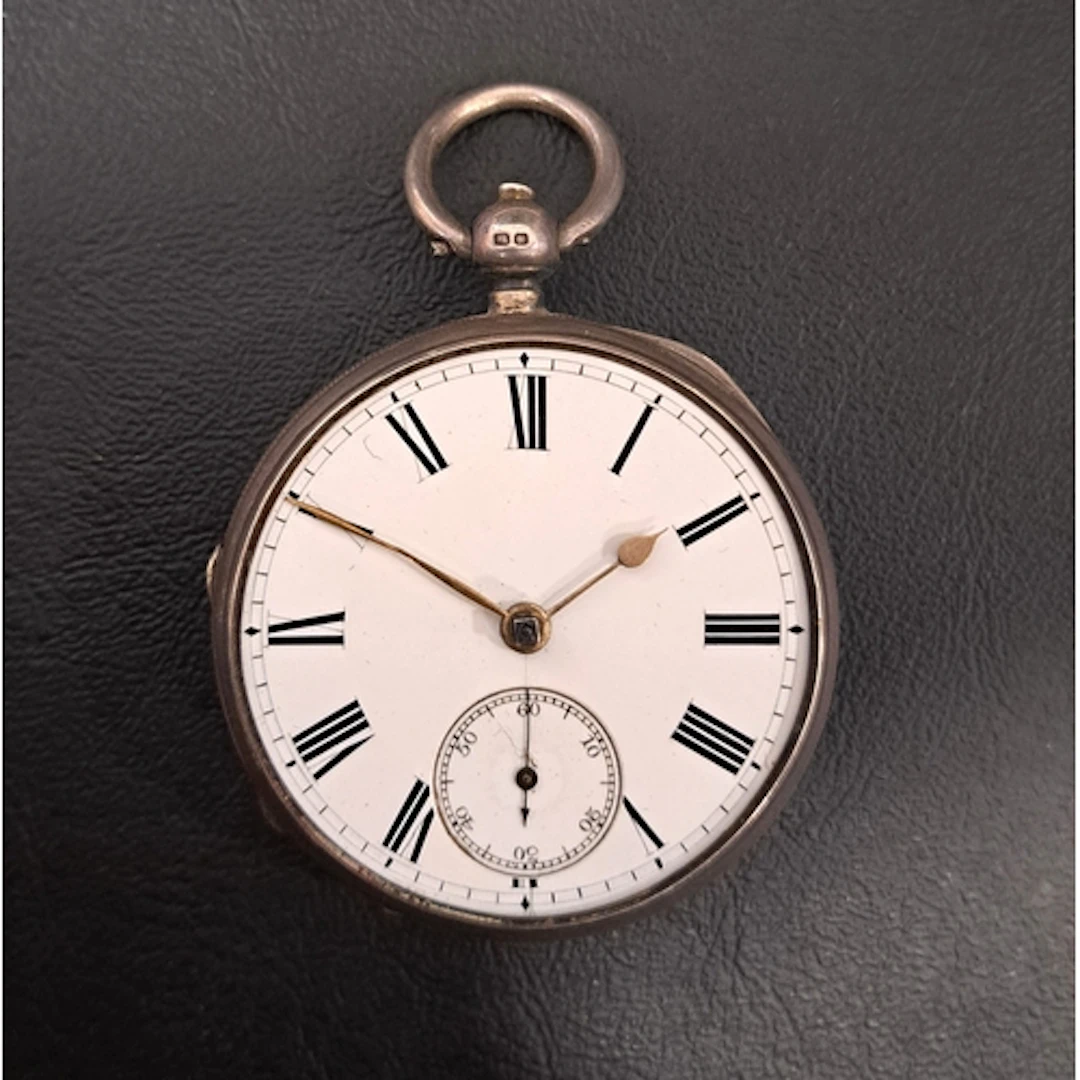 VICTORIAN POCKET WATCH the white enamel dial with Roman nume...