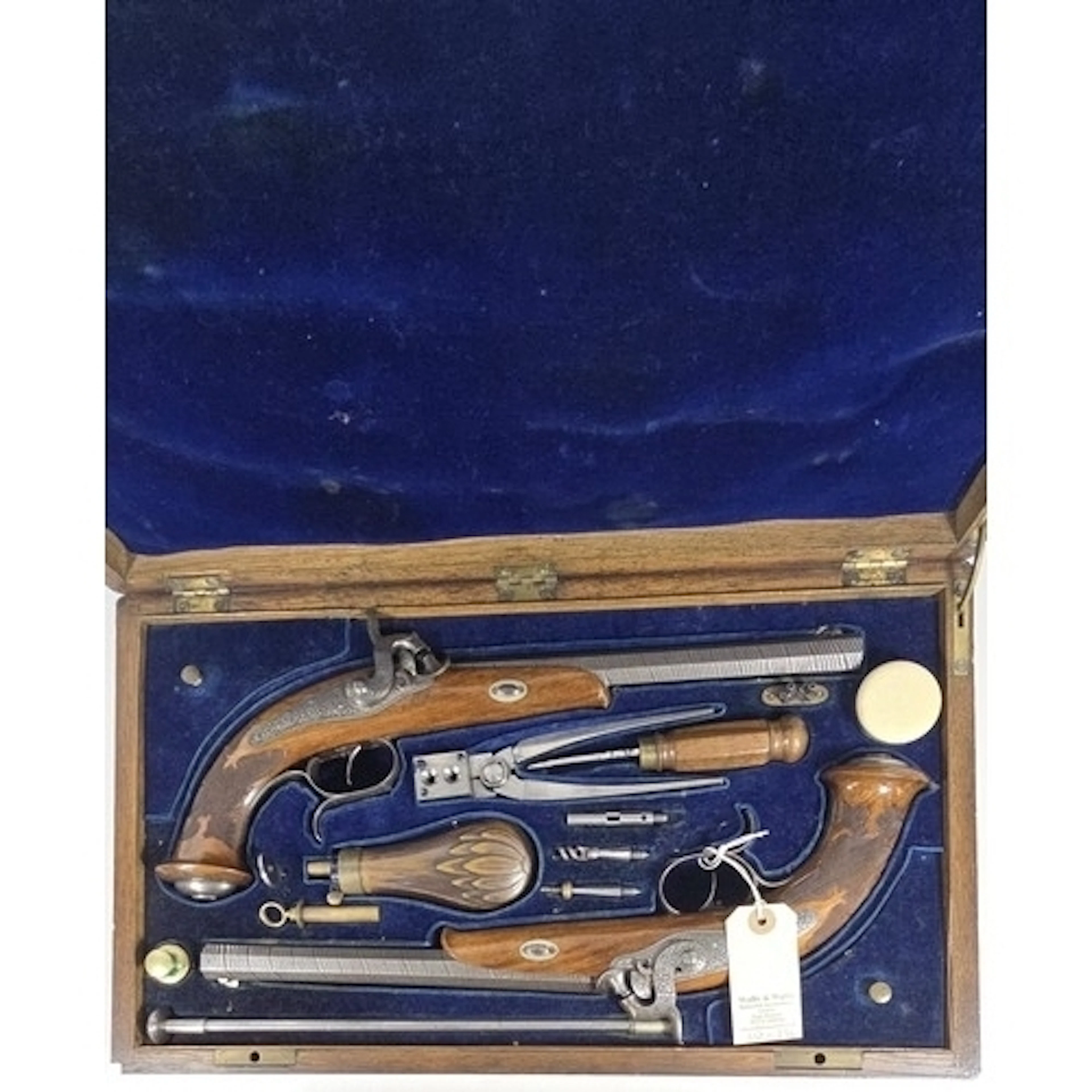 A good pair of 36bore German back action percussion target p...