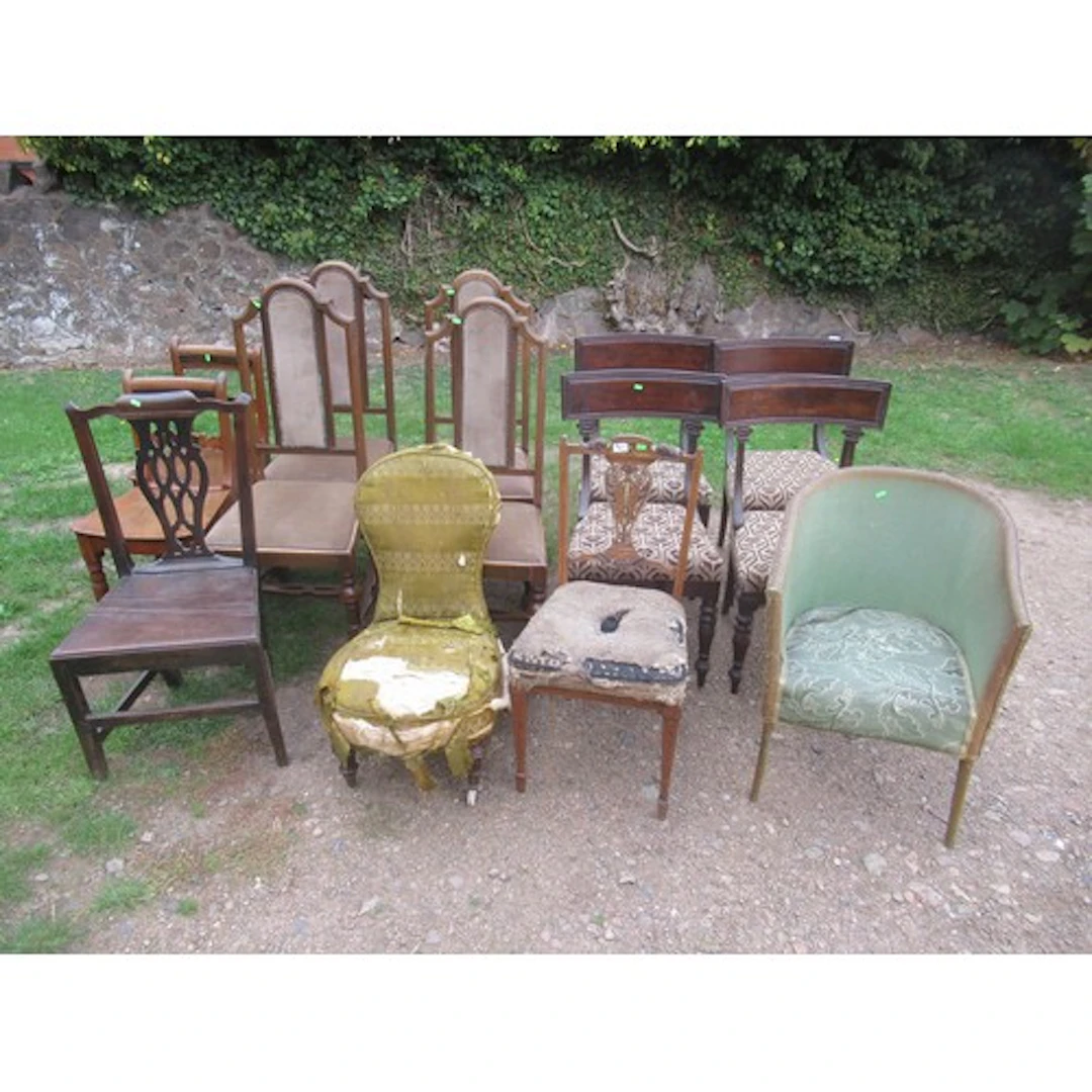 A large collection of chairs to include 19th century and lat...