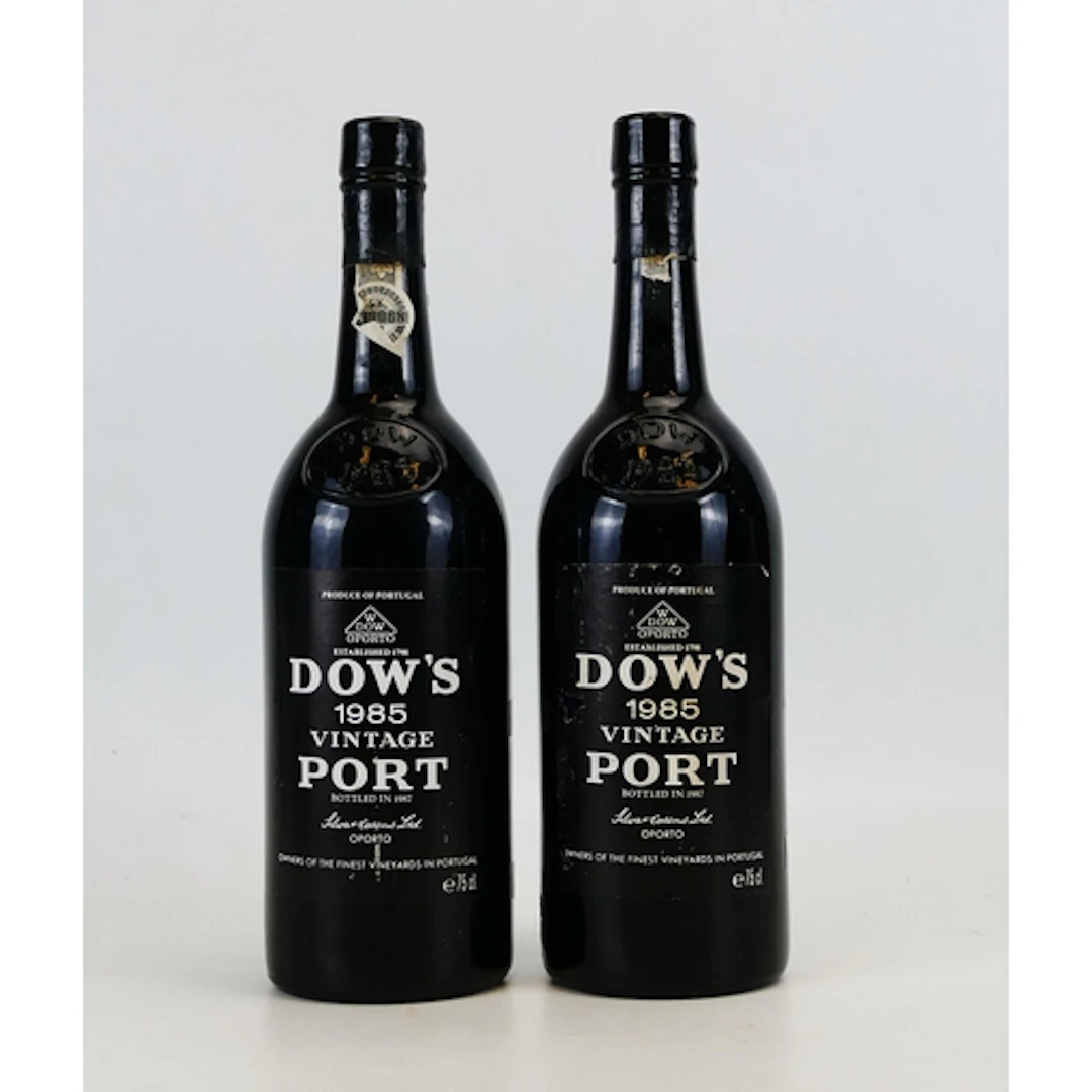 Two bottles of Dow's 1985 vintage Port, 70 cl. ALCOHOL IS S...