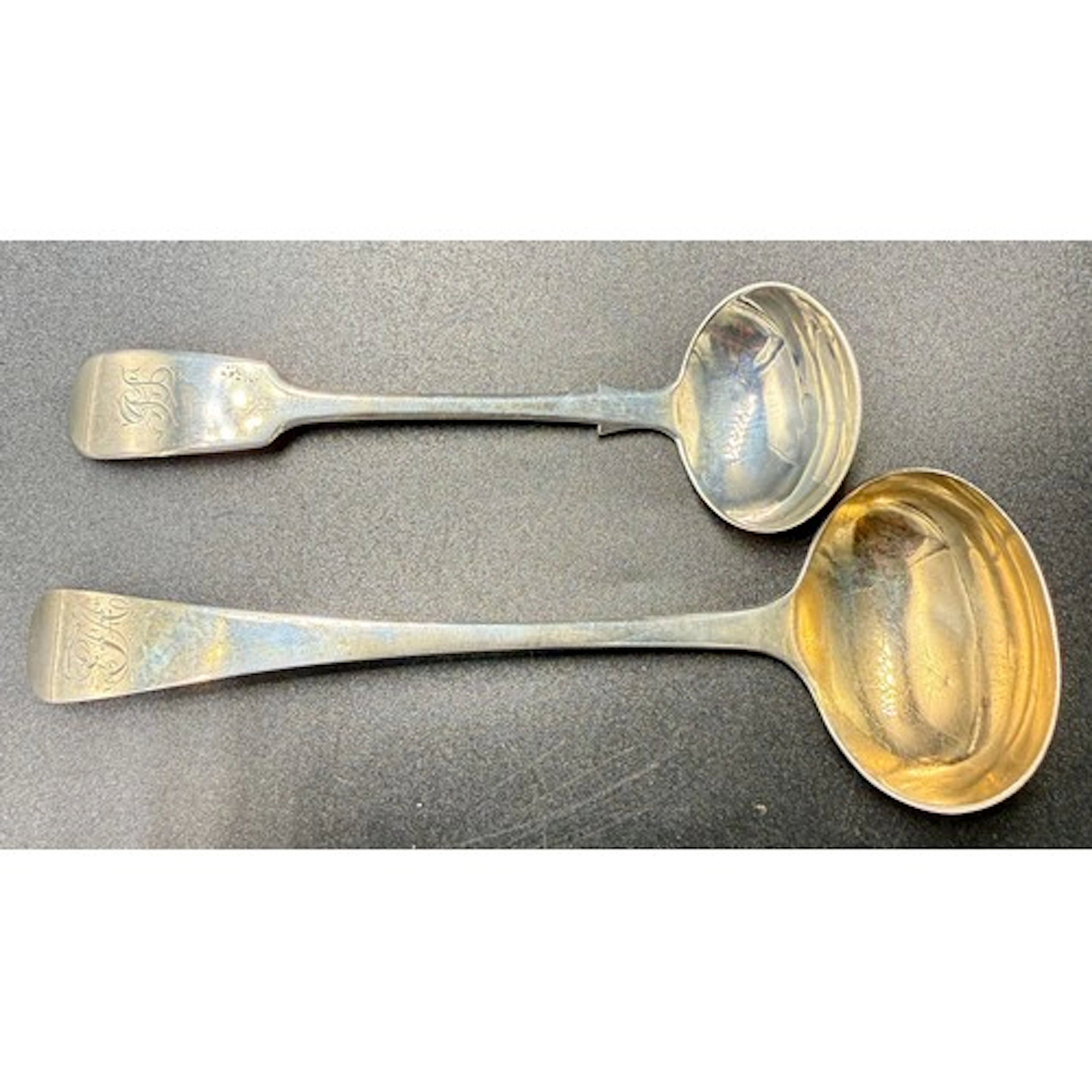 Two Victorian Exeter silver ladles 1840, maker John Osment a...