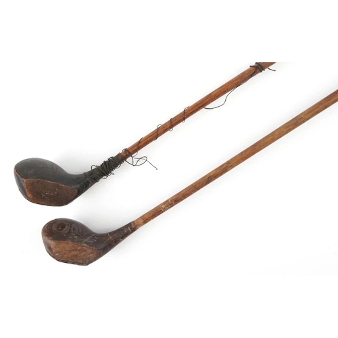 Two wooden shafted golf woods, a Scotia Forgan & Son St Andr...