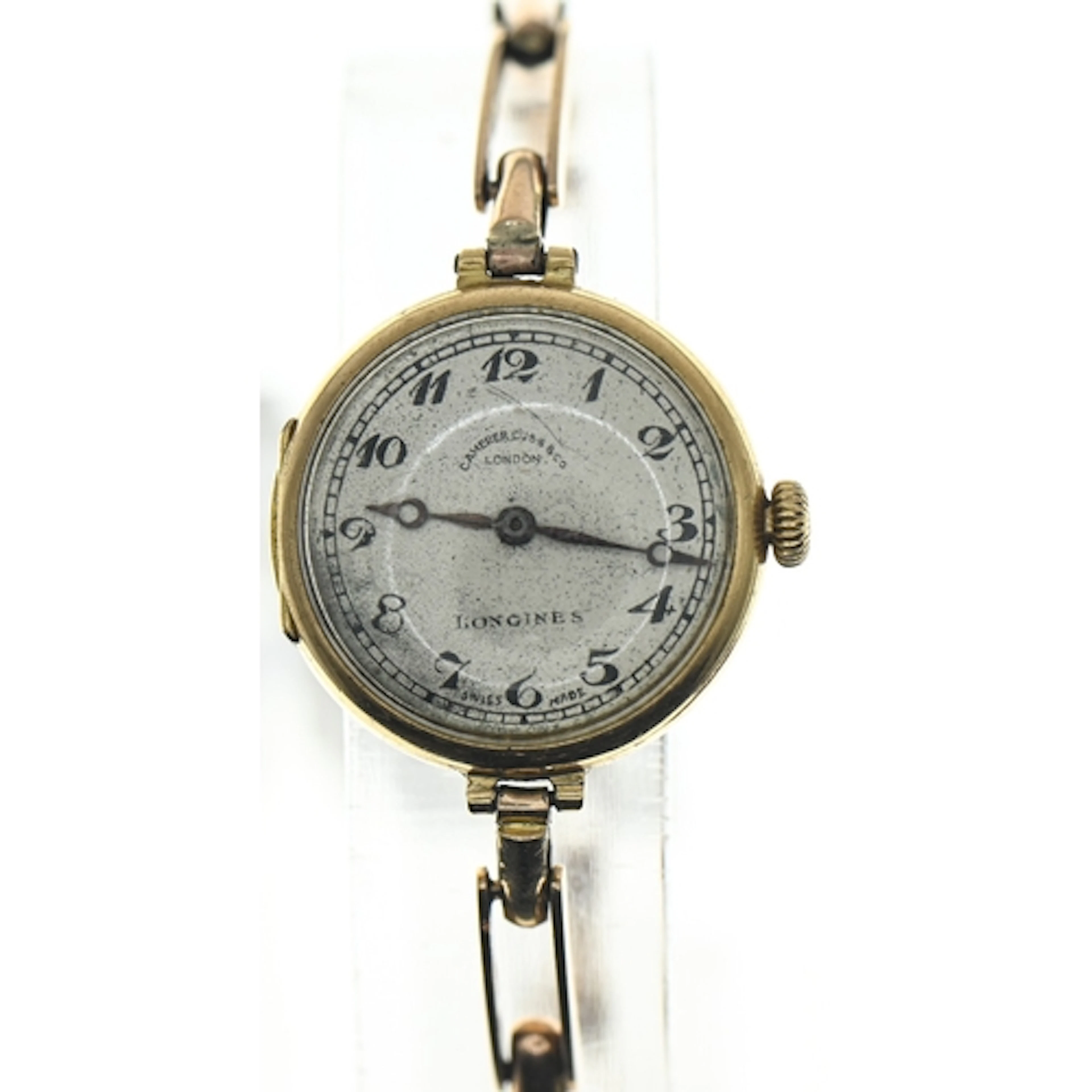 Longines 18ct gold cased ladies watch, the textured silvered...