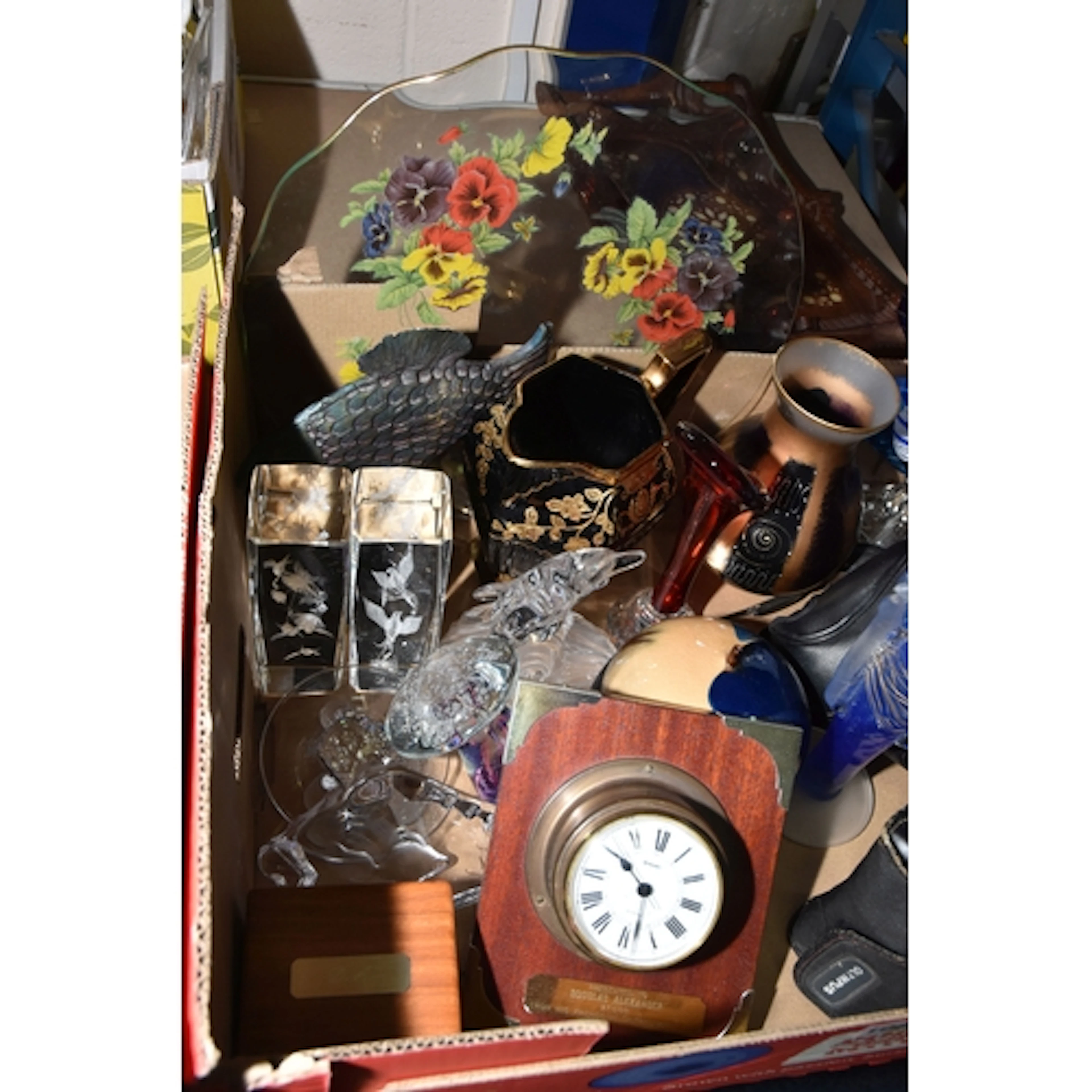 ONE BOX OF MISCELLANEOUS GLASS AND CERAMICS, to include pape...