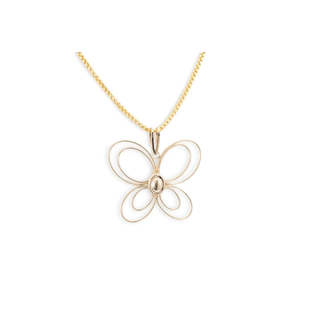 A 14CT GOLD PENDANT, in the form of a butterfly on a gold-pl...