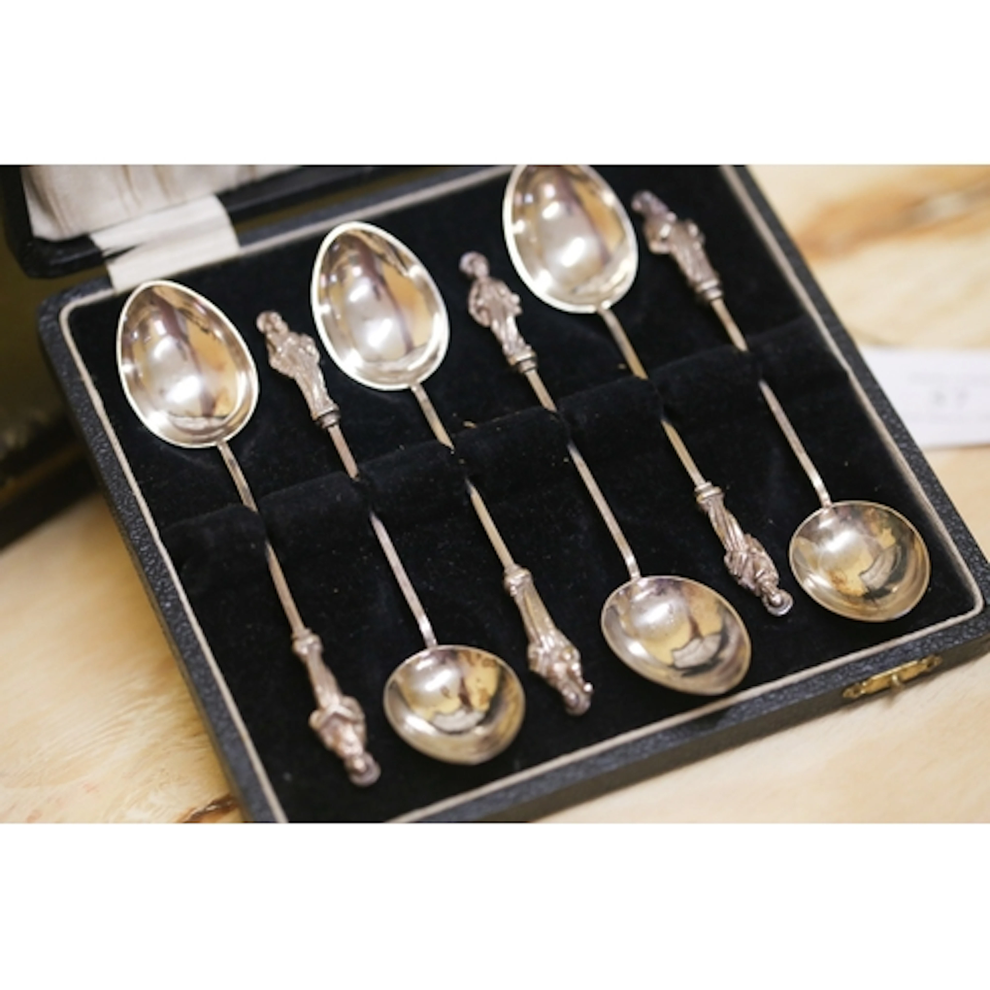 Set of Six Sterling Silver Apostle Spoons 12cm Long Hallmark...