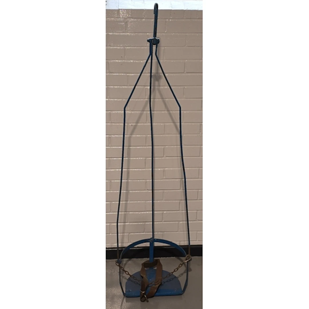 Vintage 1930s metal blue painted fairground swing seat 170cm...