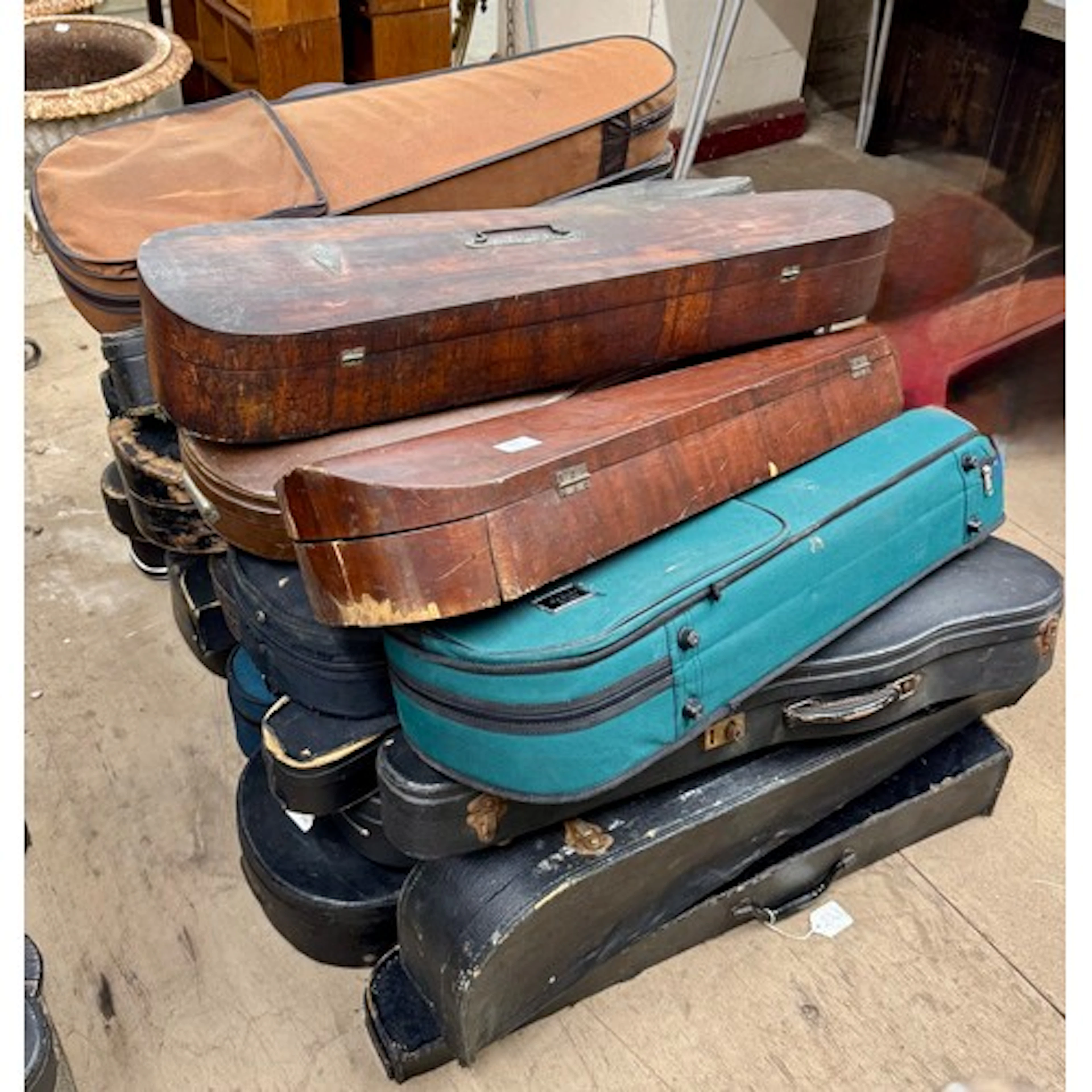 Sixty-seven violin cases