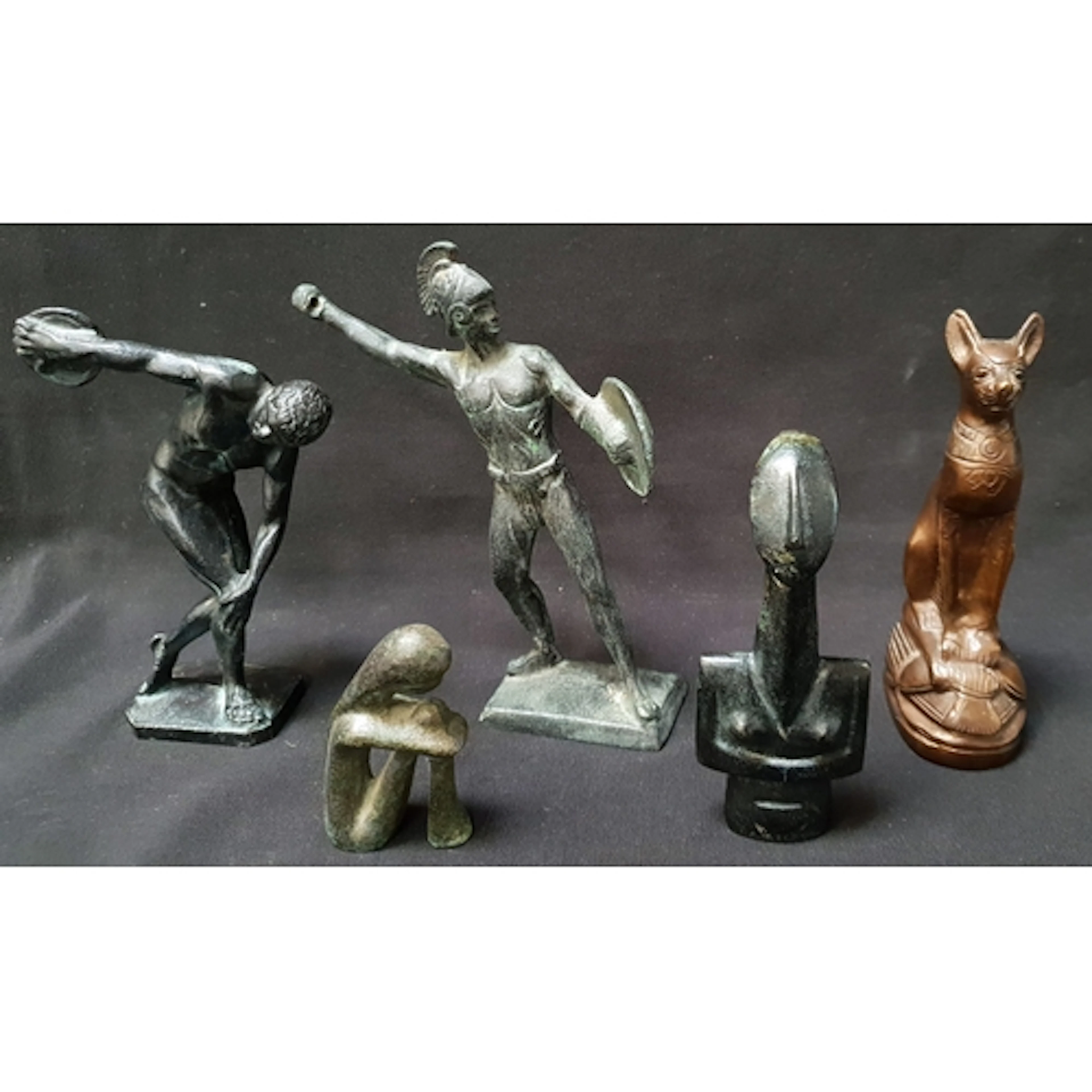 SELECTION OF CAST METAL FIGURINES comprising two bronzed me...