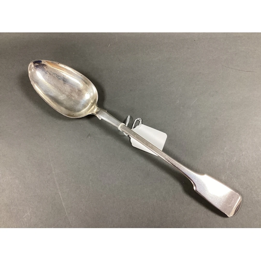 A Georgian Hallmarked Silver Fiddle Pattern Basting Spoon, W...