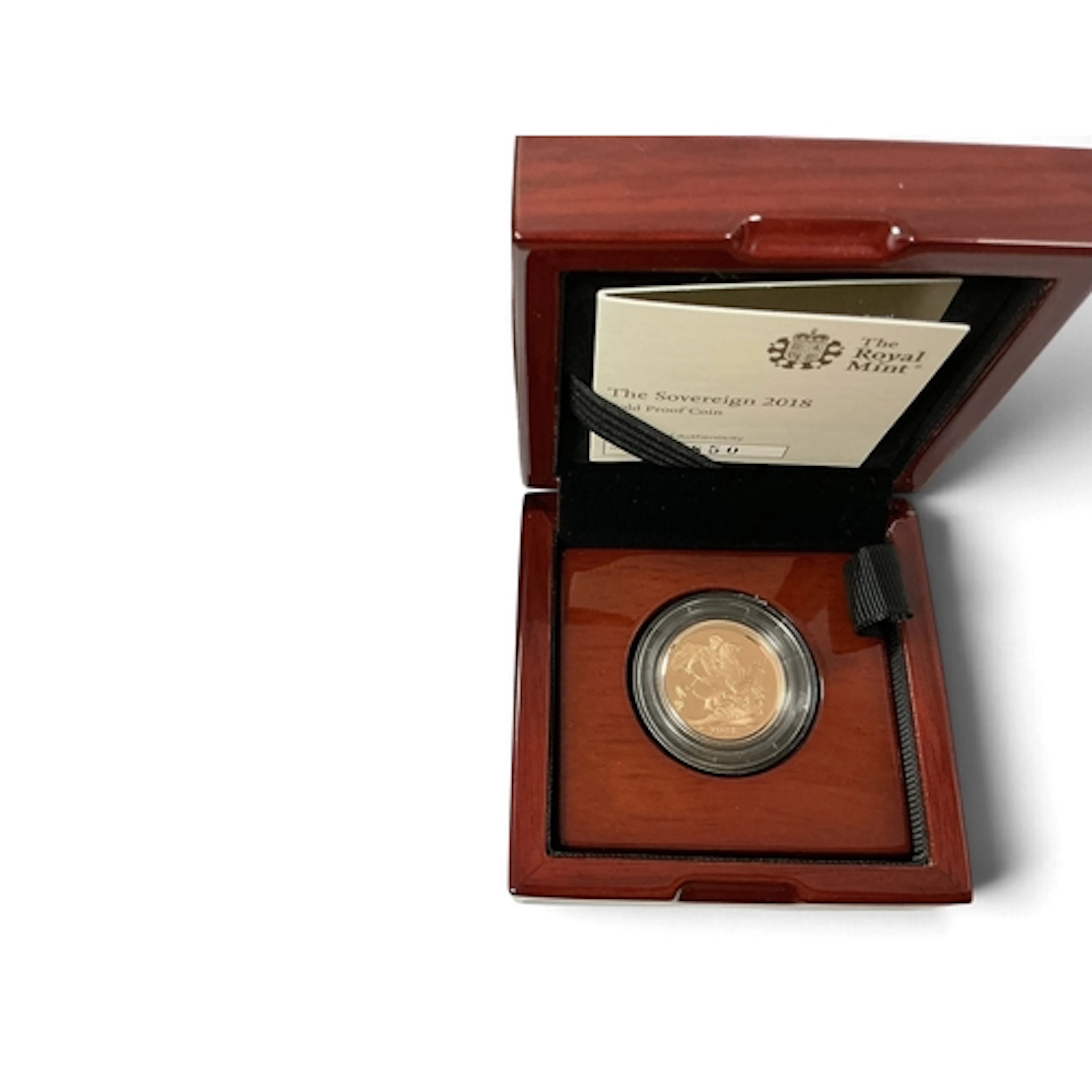 2018 Royal Mint Gold Proof Sovereign, cased with a certifica...