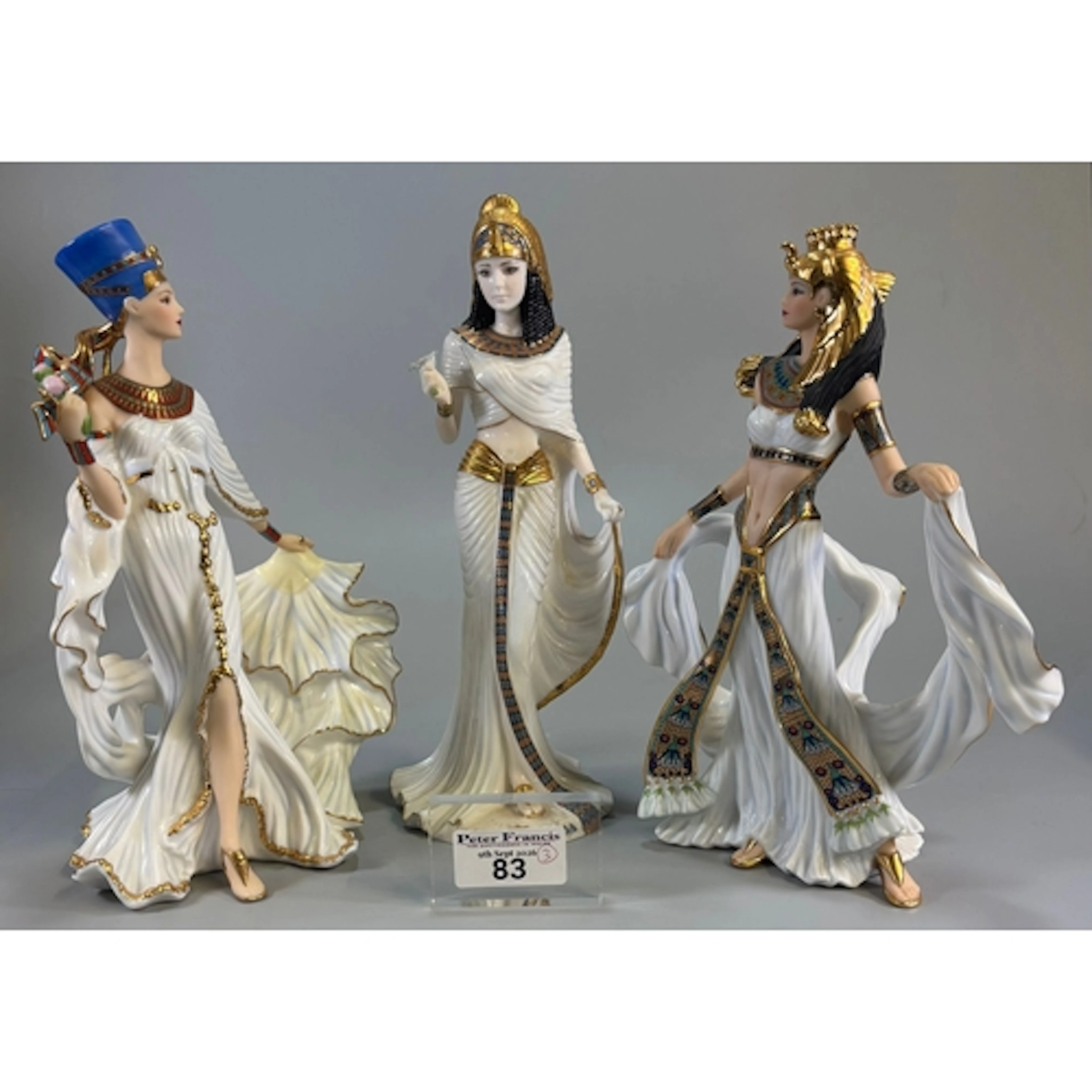 Two Danbury Mint Egyptian themed figurines to include: Cleop...