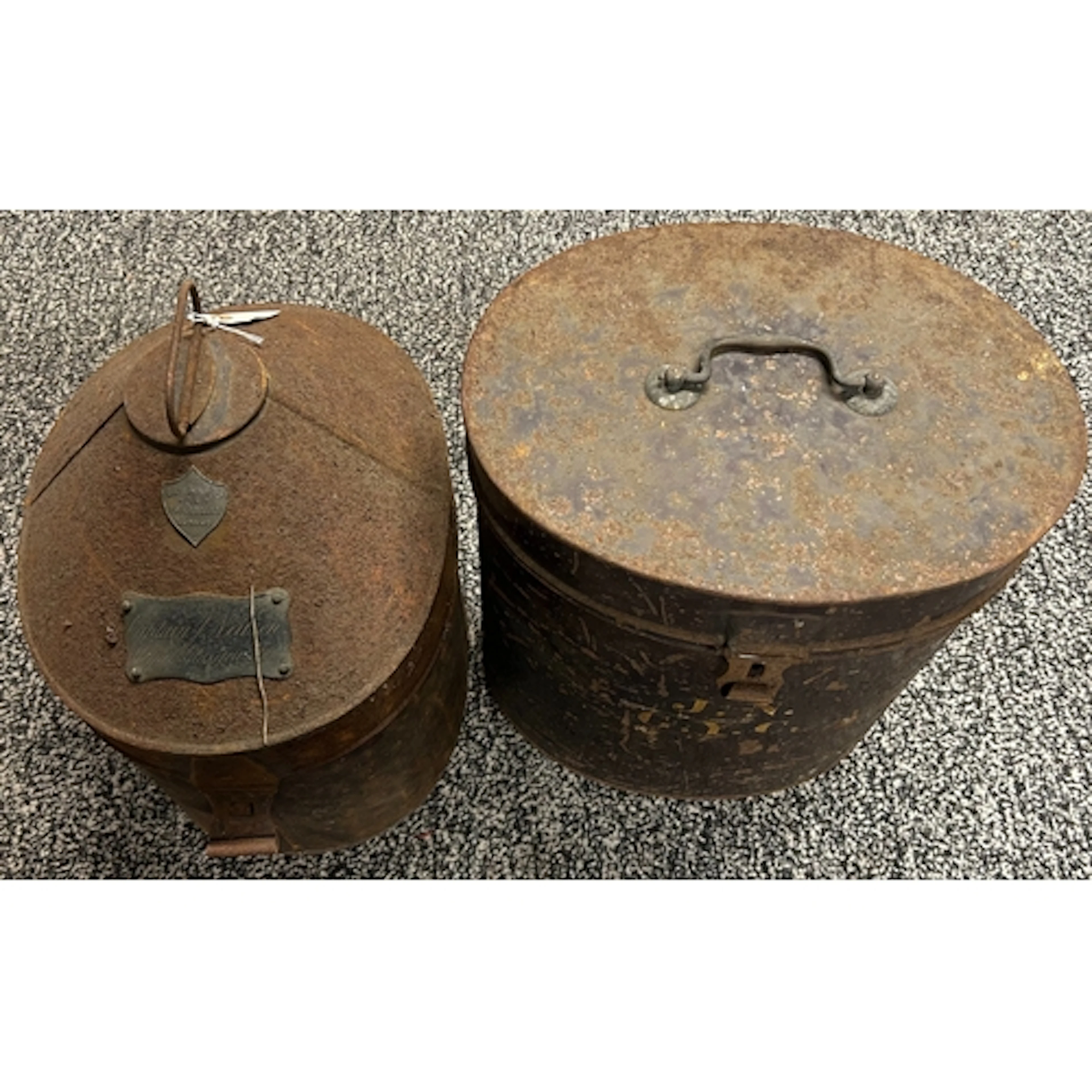4 assorted helmet tins for British military head dress compr...