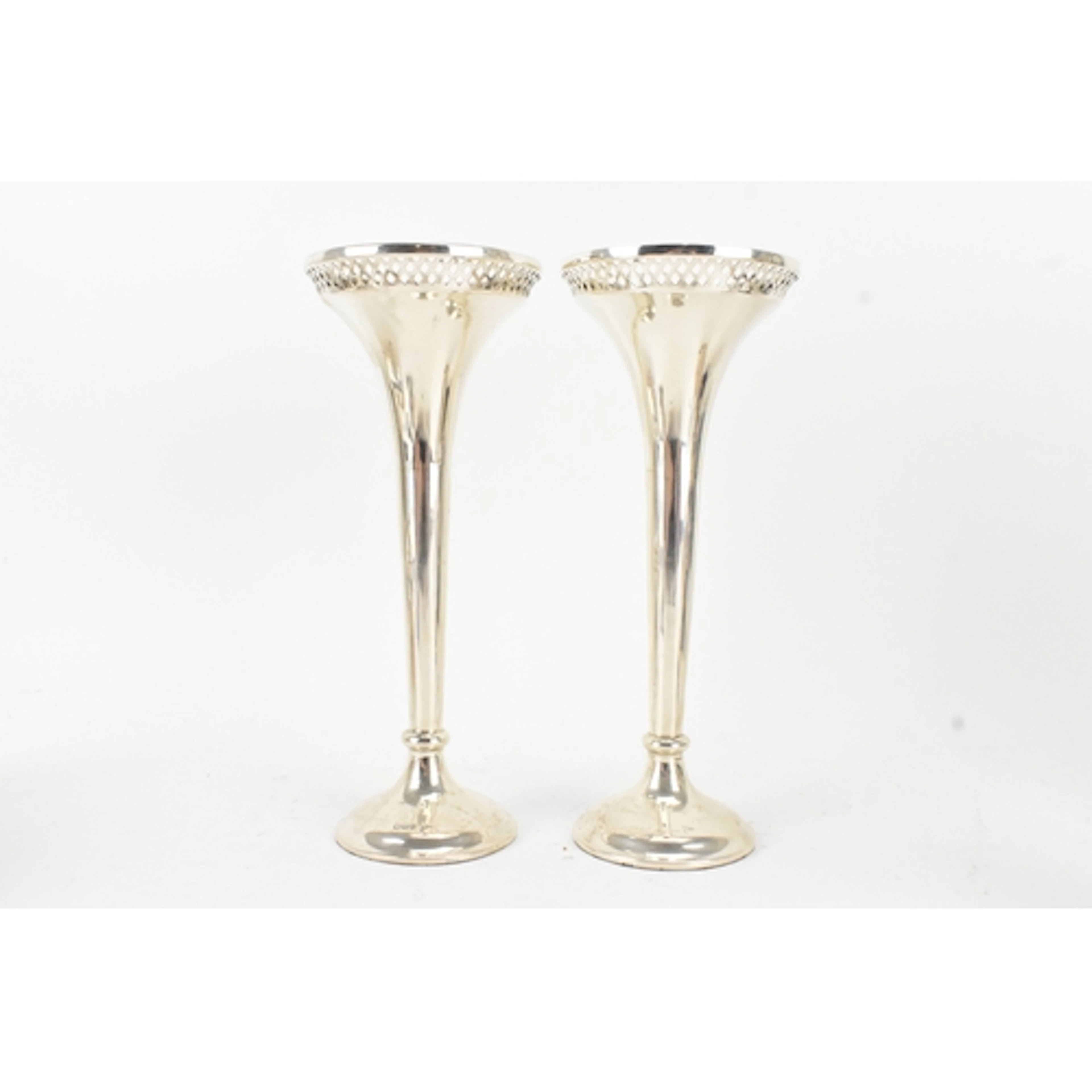 A pair of George V silver vase, by Walker & Hall, hallmarked...