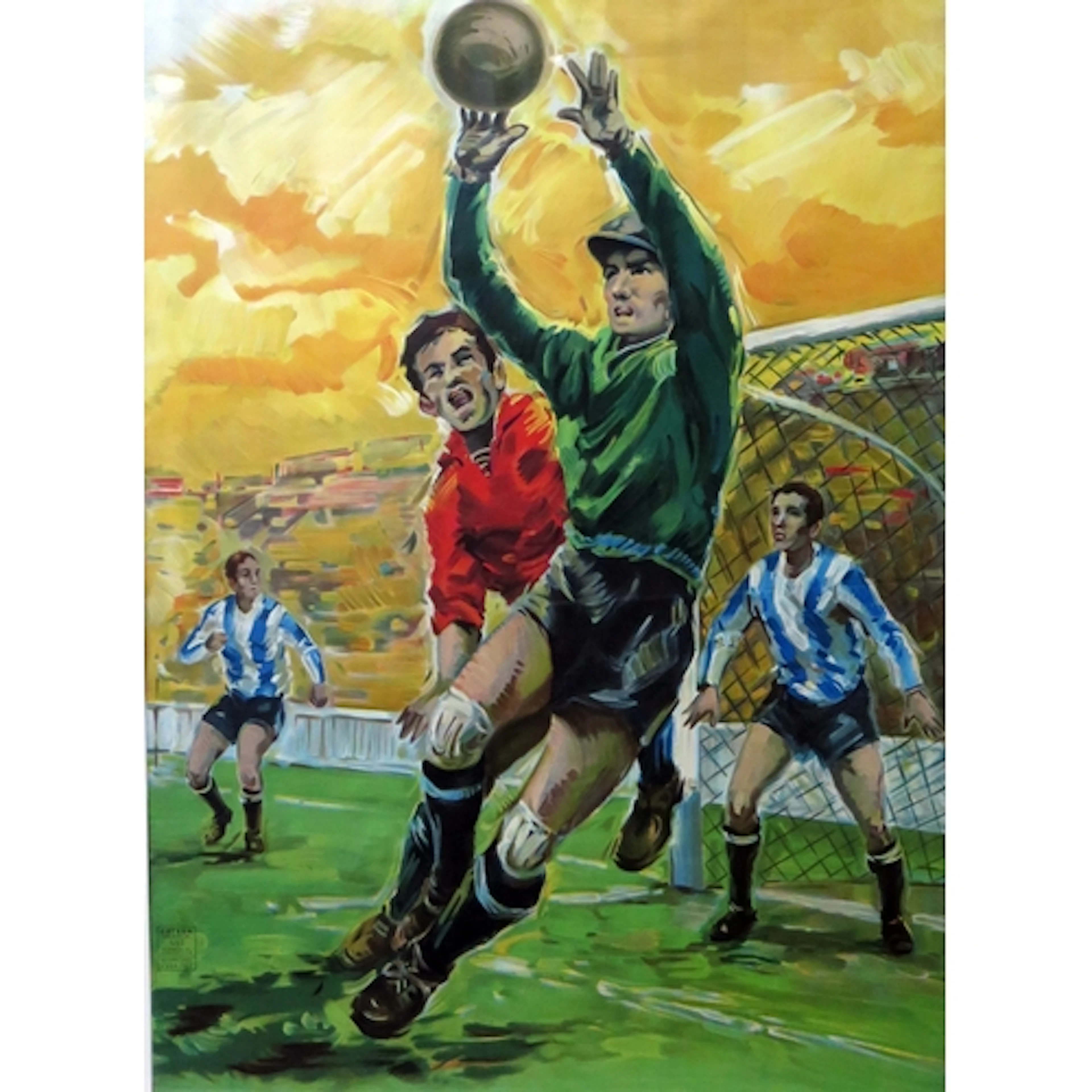 A Spanish polychrome poster "The Goalie" 103 x 75cm F & G.