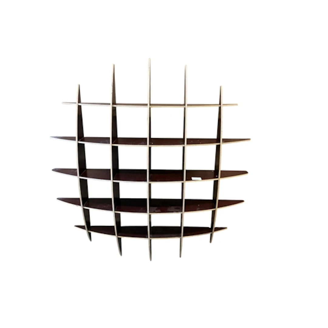 A contemporary five-ply wall shelf unit, width 93cm, depth 1...