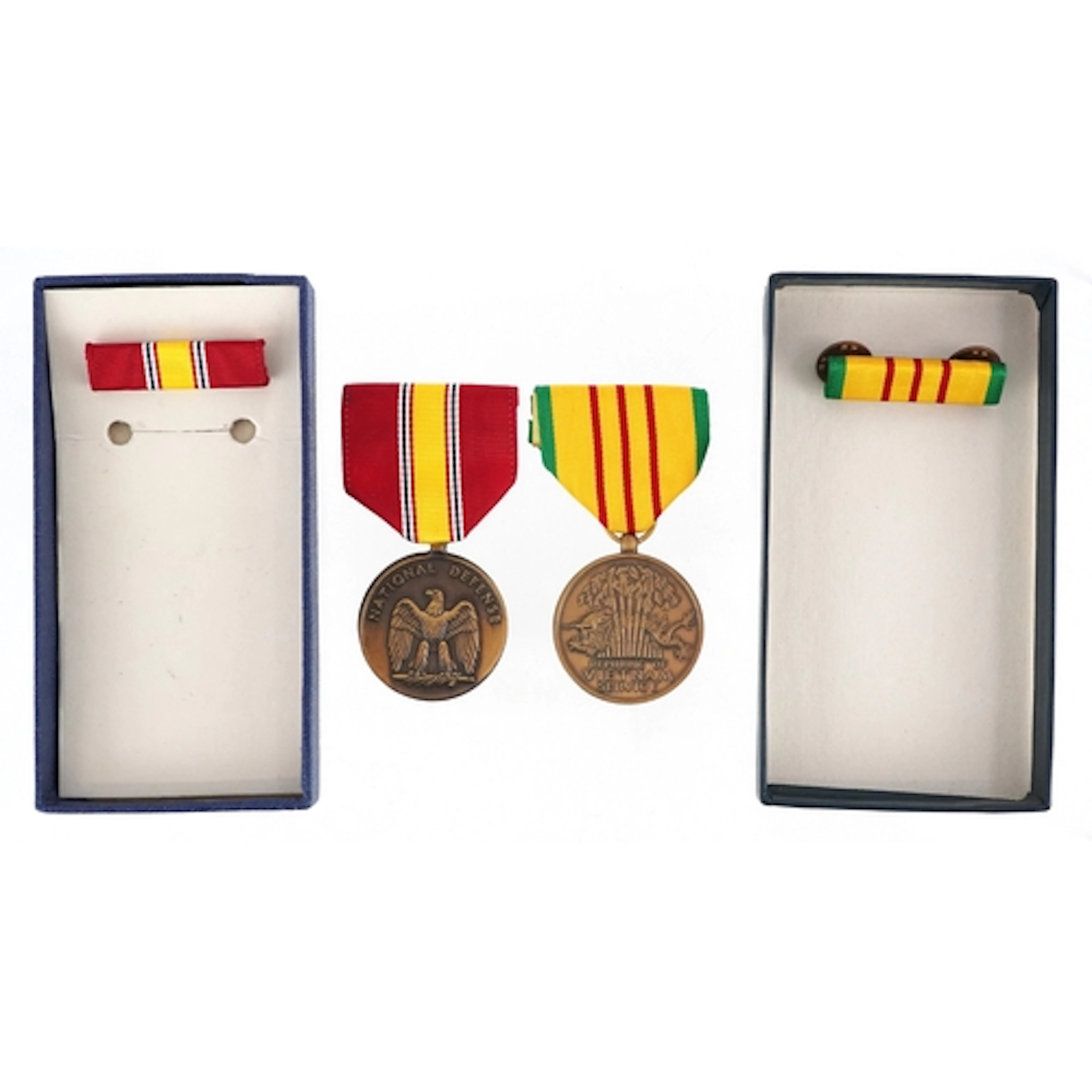 Vietnam and American interest medals with bars and ribbons.