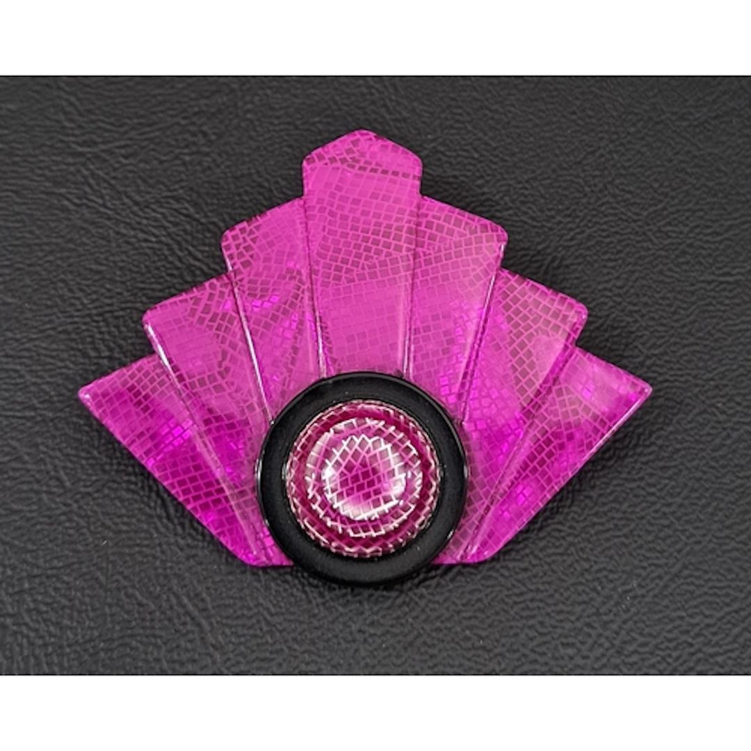 LEA STEIN ART DECO STYLE FAN BROOCH the opalescent purple co...