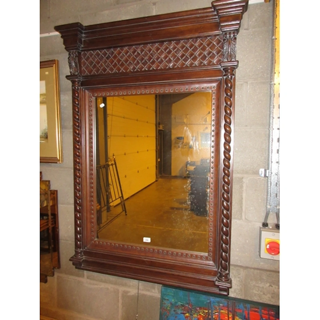 Mahogany Frame Wall Mirror, 133x88cm