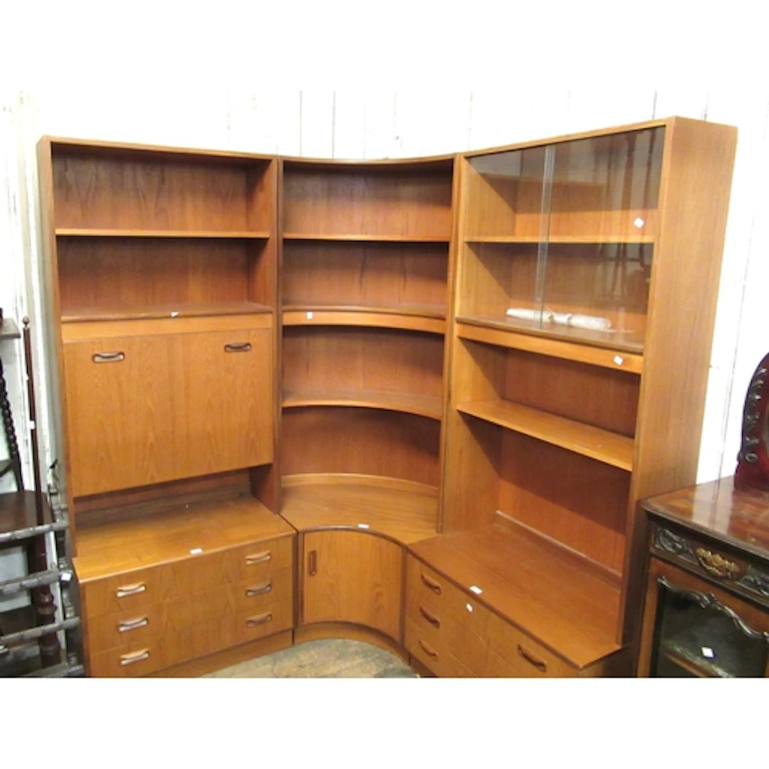 G Plan extensive wall unit system, including corner unit wit...
